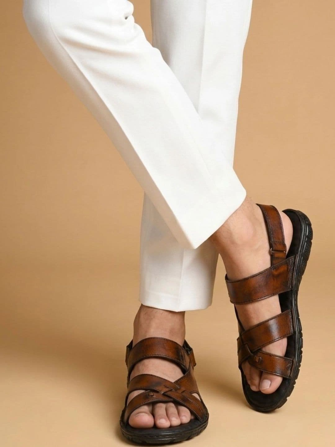 Mardi Gras Men Leather Comfort Sandals - view 1