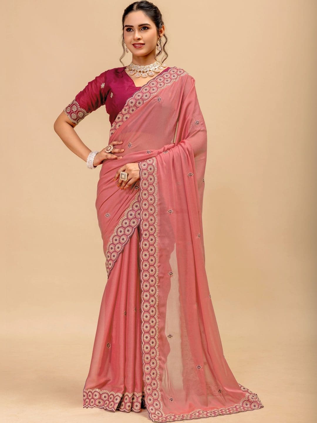 LabelVASTRA Embellished Embroidered Poly Georgette Saree - view 1