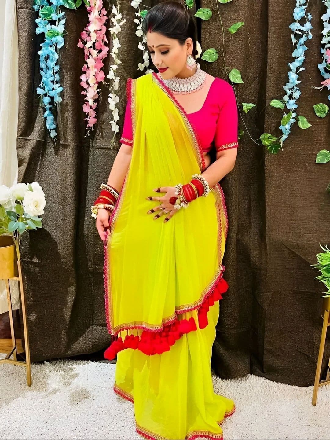 RENBRIZA Poly Georgette Saree thumbnail 3