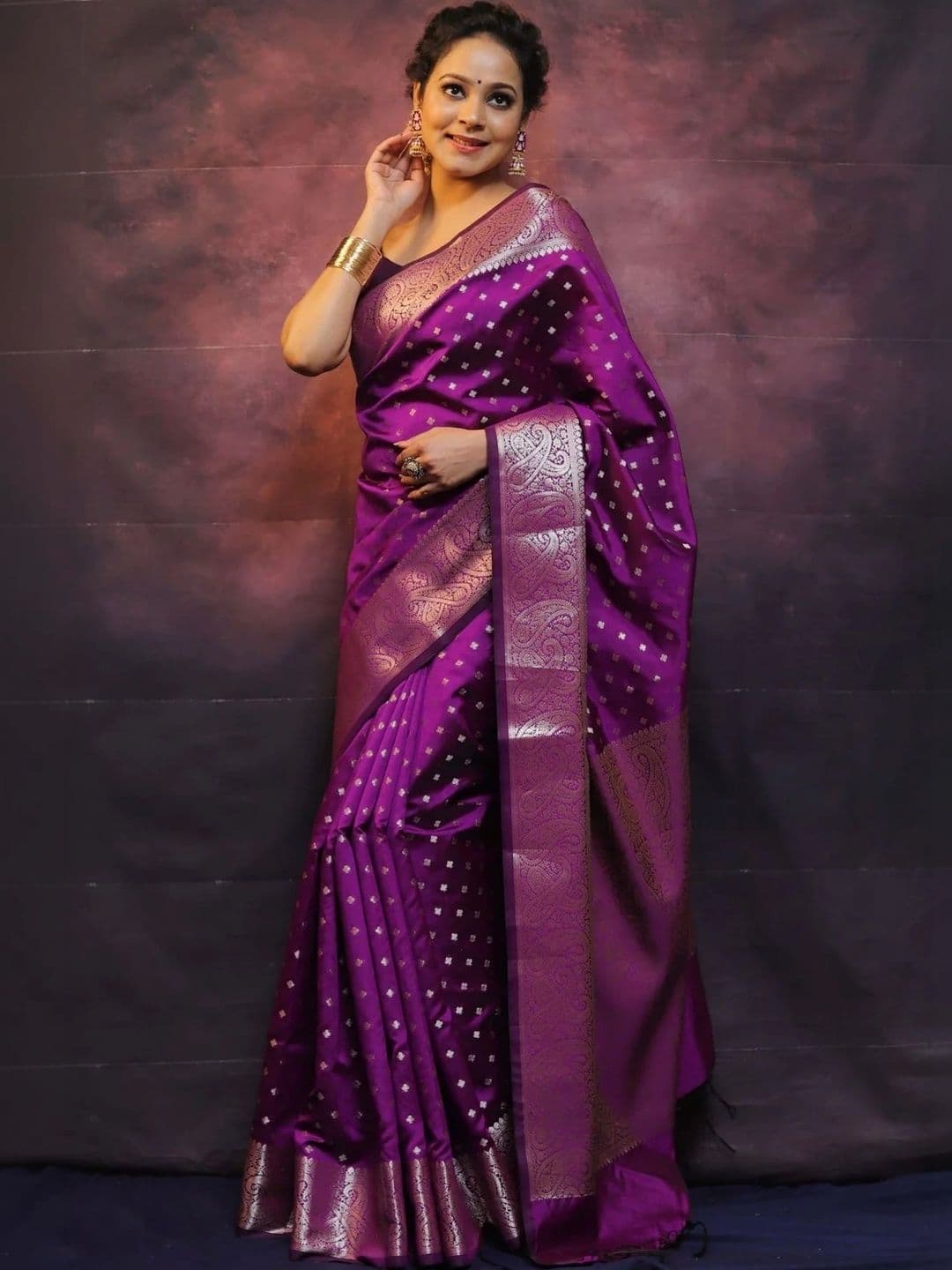 VS MALL Ethnic Motifs Zari Banarasi Saree thumbnail 2