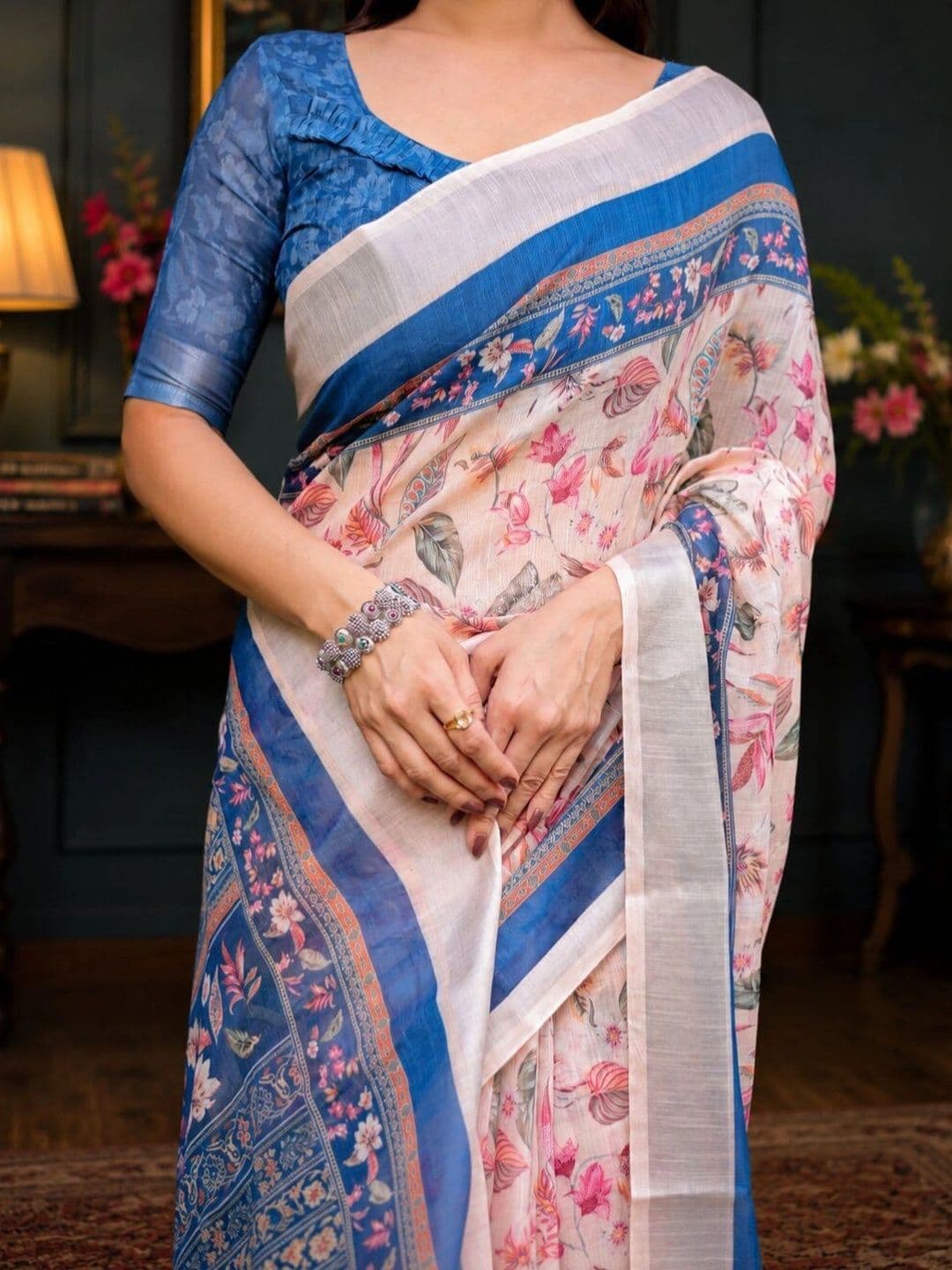 Moda Rapido Linen Blend Bhagalpuri Saree thumbnail 4
