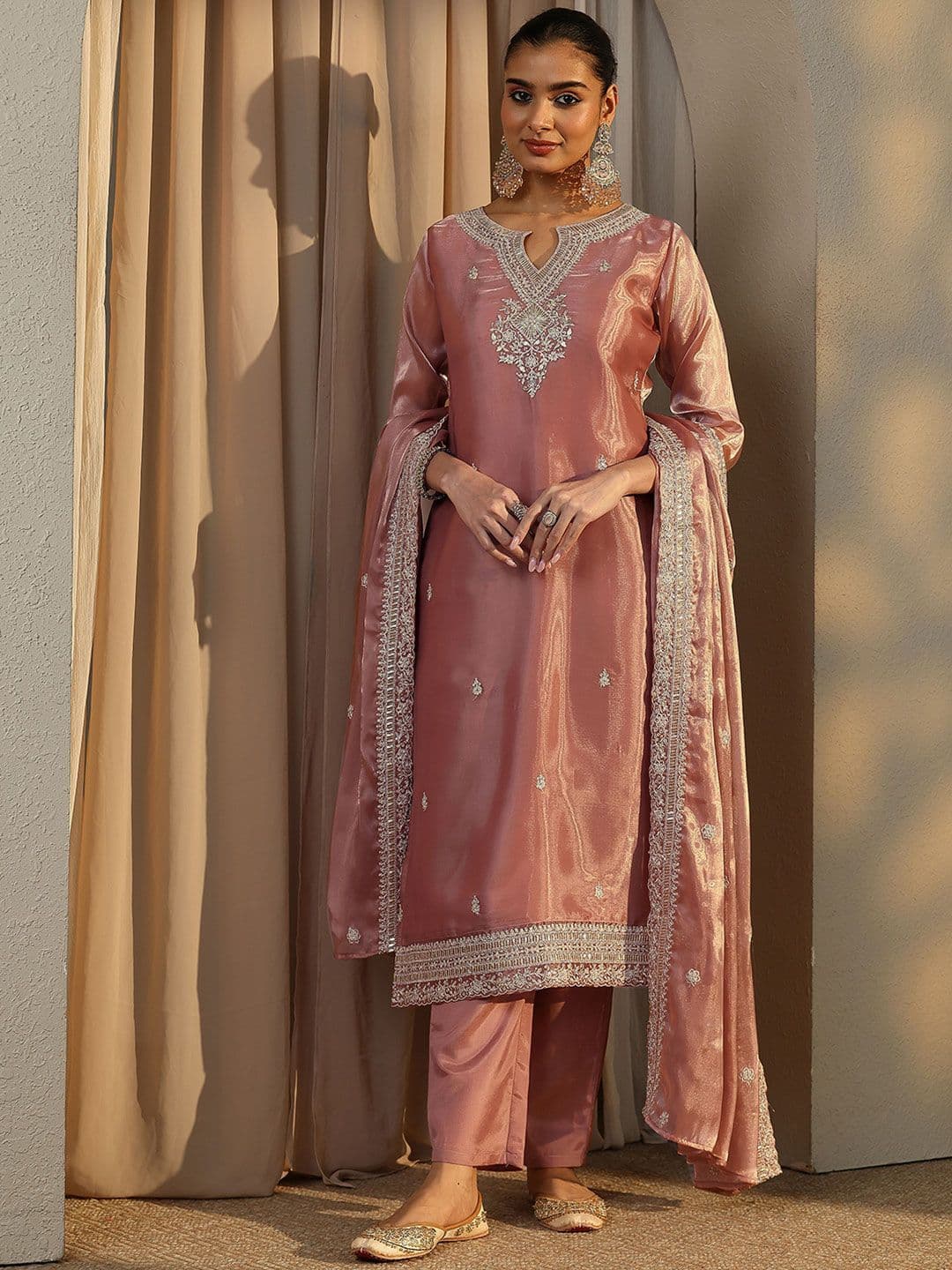 Libas Women Ethnic Motifs Embroidered Regular Thread Work Kurta with Trousers & With Dupatta - view 1