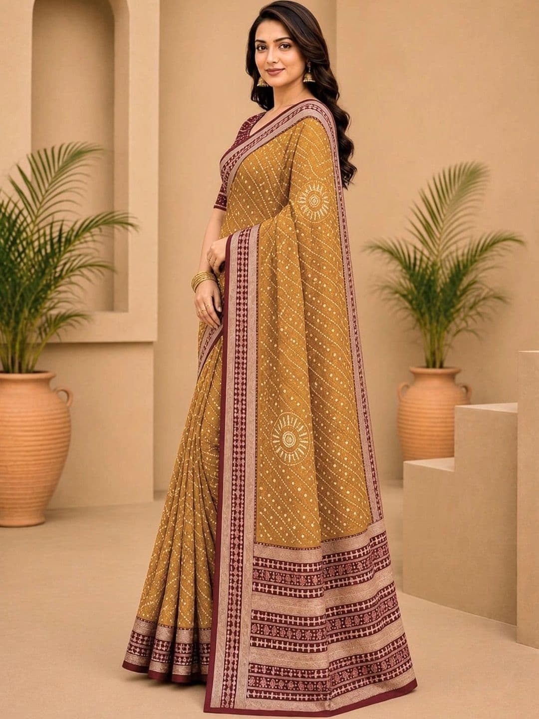 SAMANTHA Bandhani Zari Poly Georgette Saree thumbnail 5
