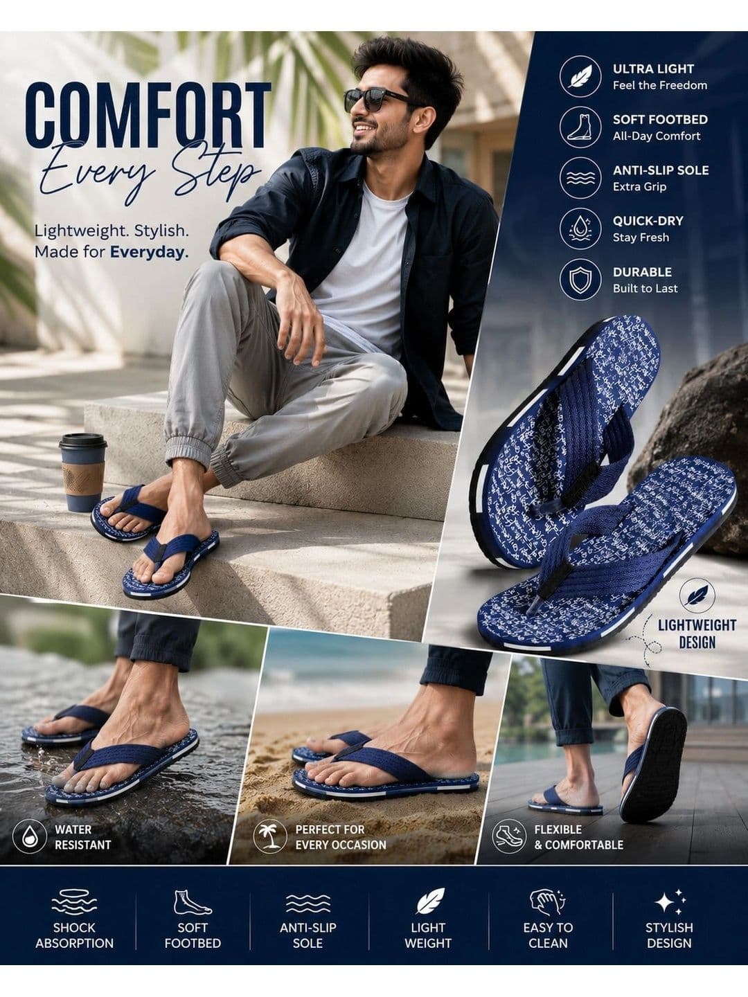 ENRIZZ Men Printed Thong Flip-Flops thumbnail 3