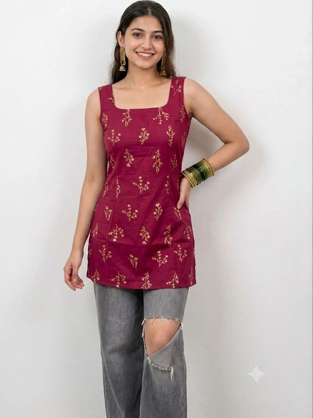 Sangria Women Ethnic Motifs Printed Kurta thumbnail 5