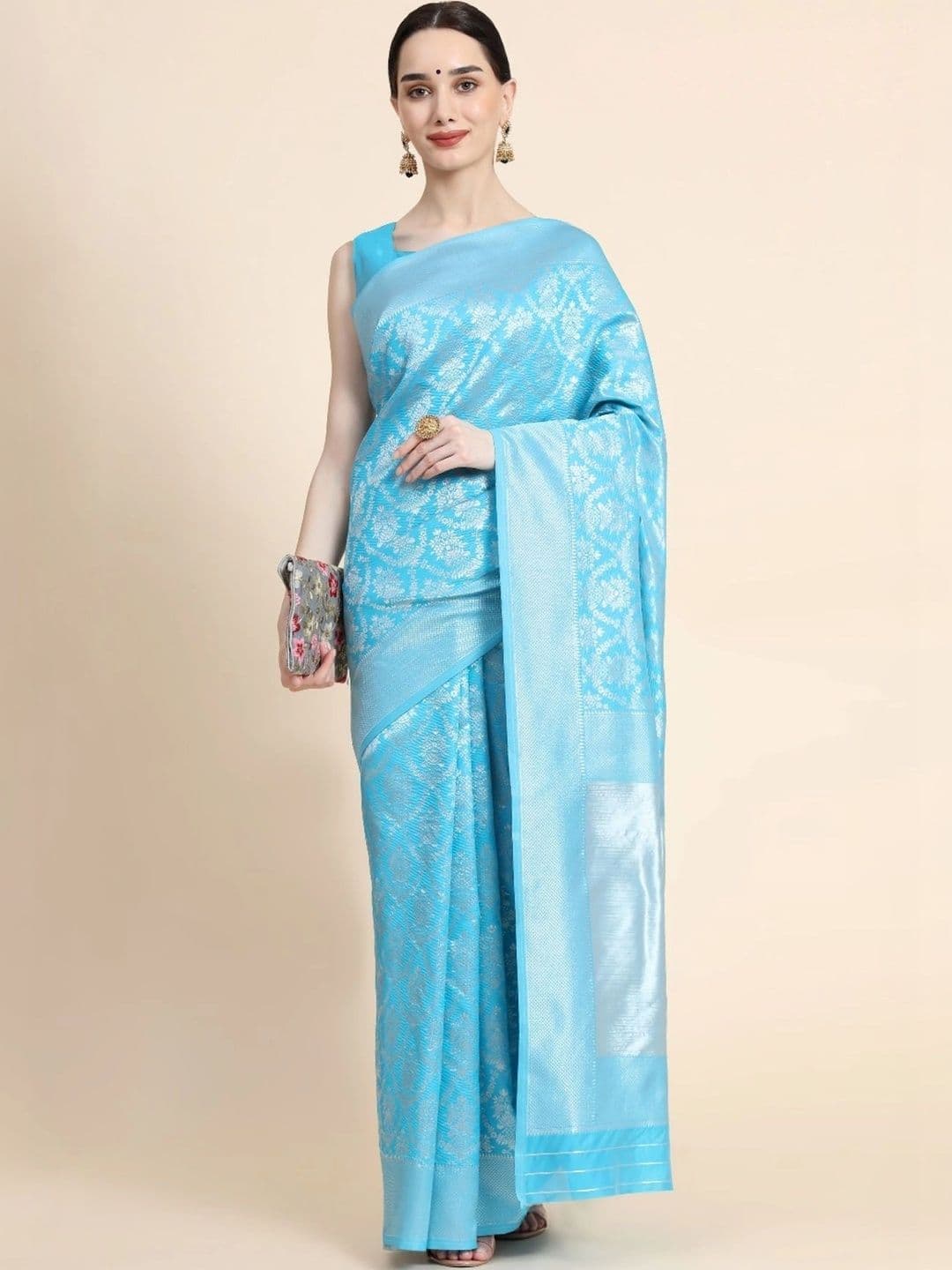 VS MALL Ethnic Motifs Zari Banarasi Saree thumbnail 4