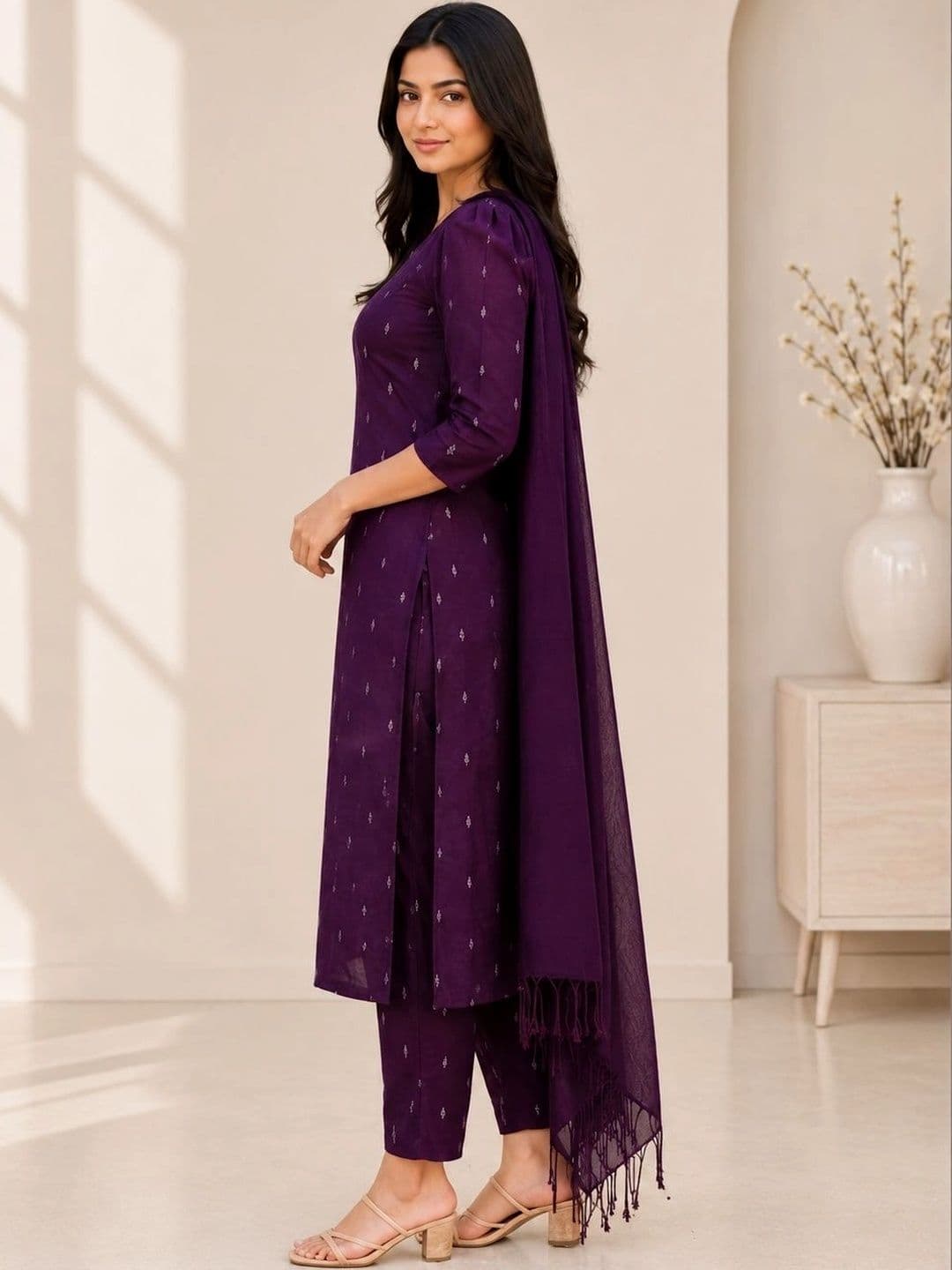 Rahigomar Women Ethnic Motifs Printed Regular Kurta with Trousers & With Dupatta thumbnail 2