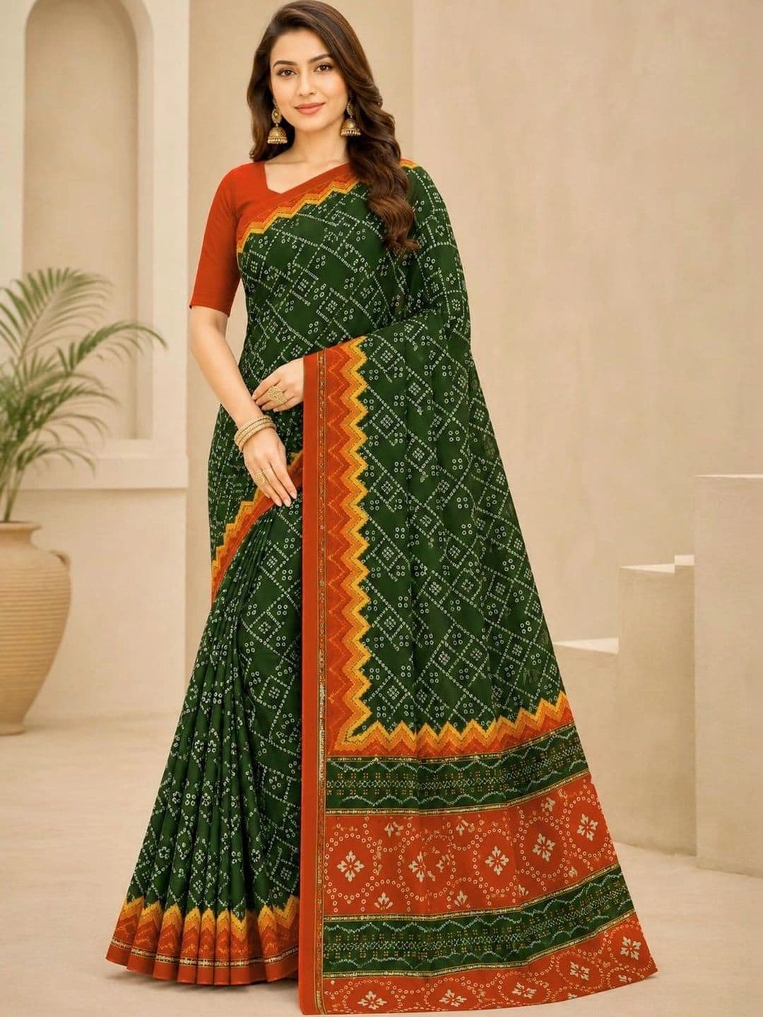 SAMANTHA Bandhani Poly Georgette Leheriya Saree - view 1