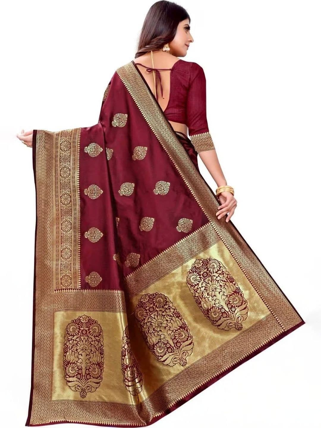 wearsquad Woven Design Zari Art Silk Banarasi Saree thumbnail 2
