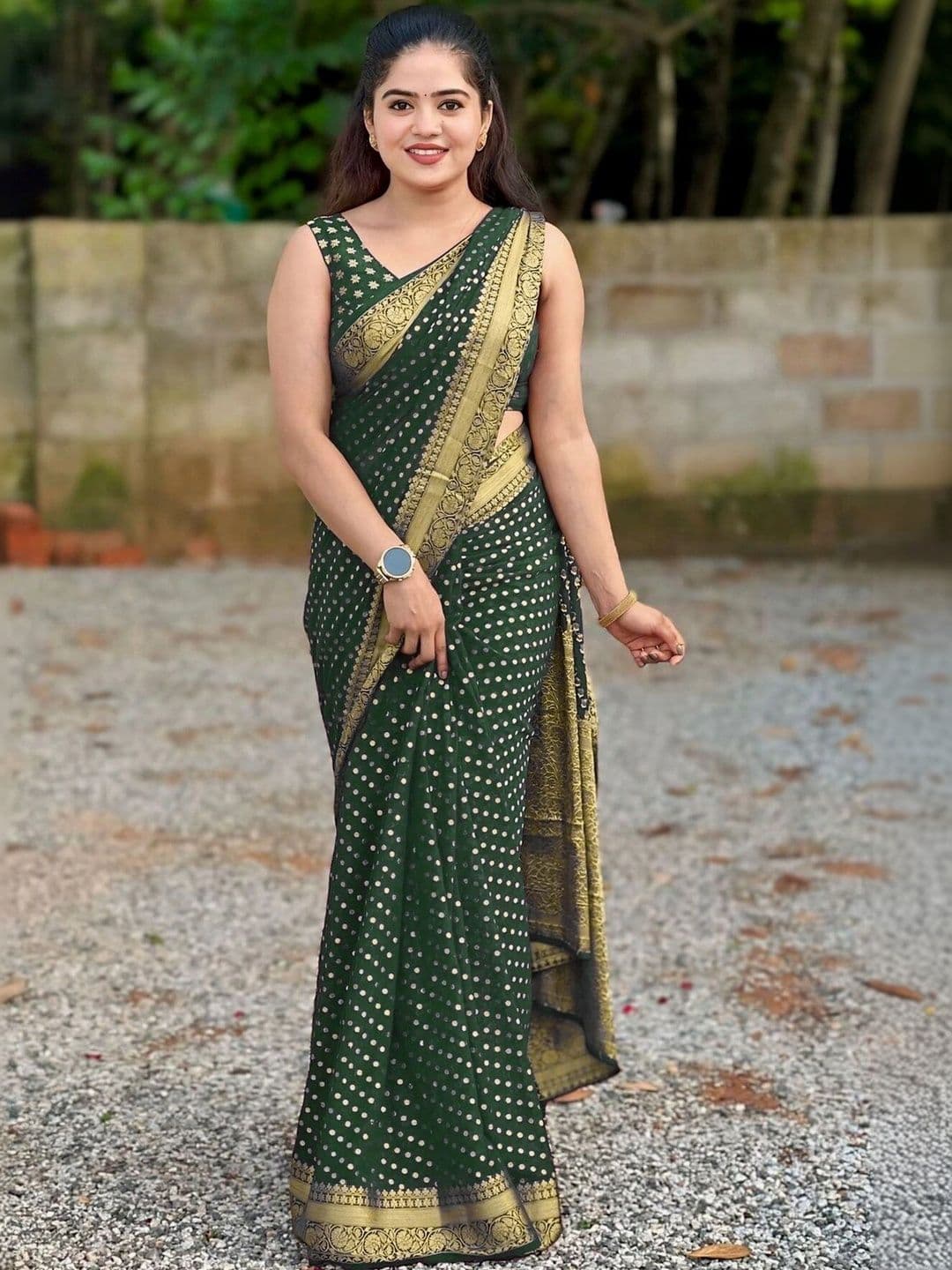 VS MALL Polka Dot Zari Banarasi Saree - view 1