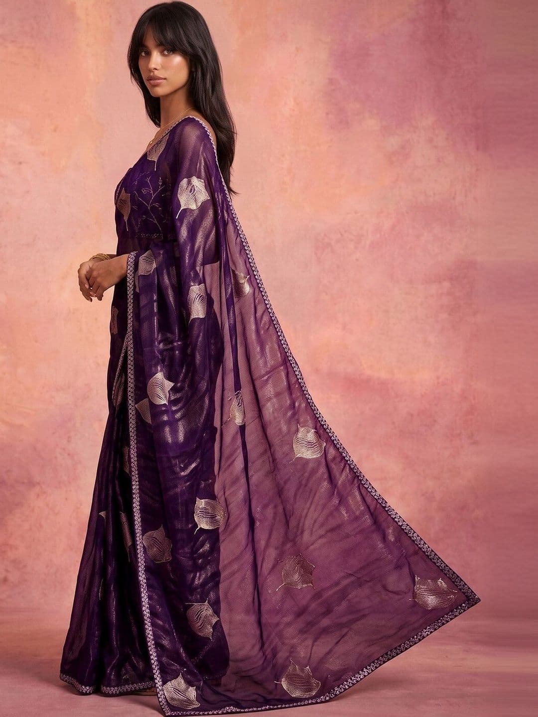 DRIP CHOWK Woven Design Embroidered Pure Georgette Saree thumbnail 4