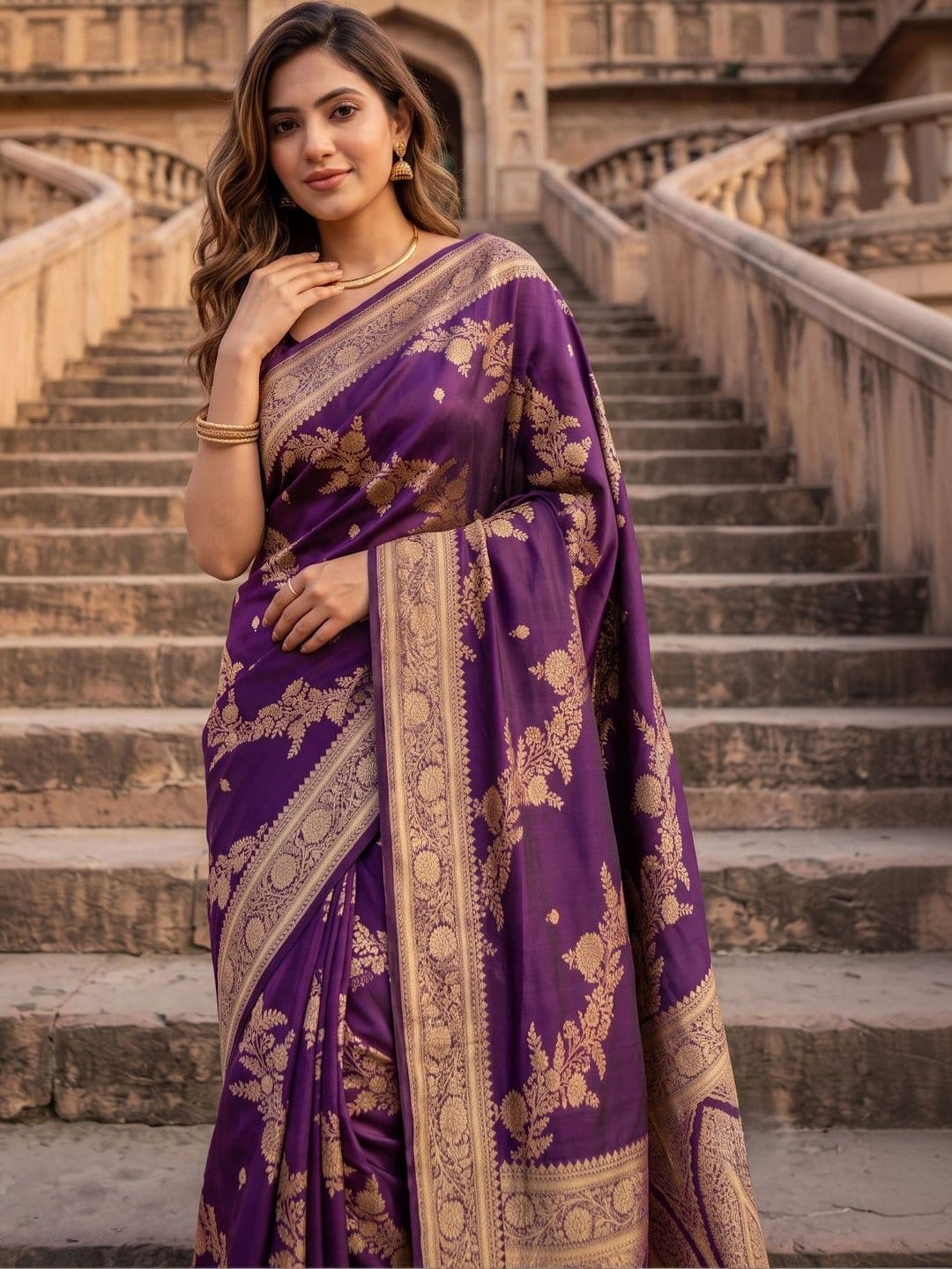 ROOP RADHIKA Woven Design Zari Silk Blend Designer Banarasi Saree thumbnail 5
