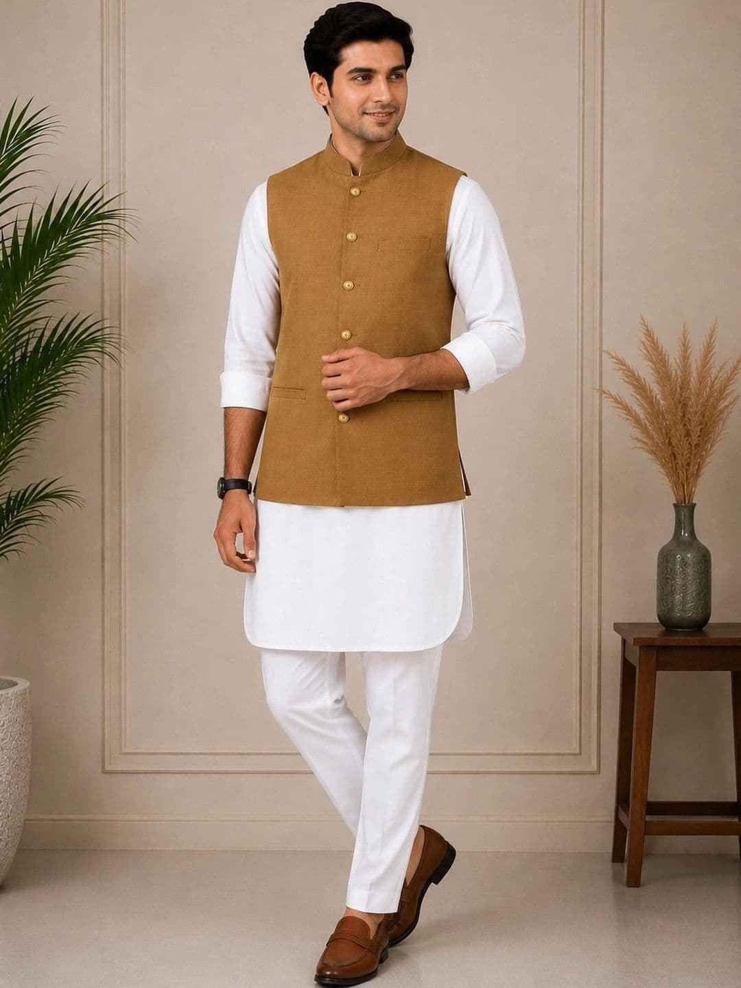 Shiv Leela Mandarin Collar Nehru Jacket thumbnail 3