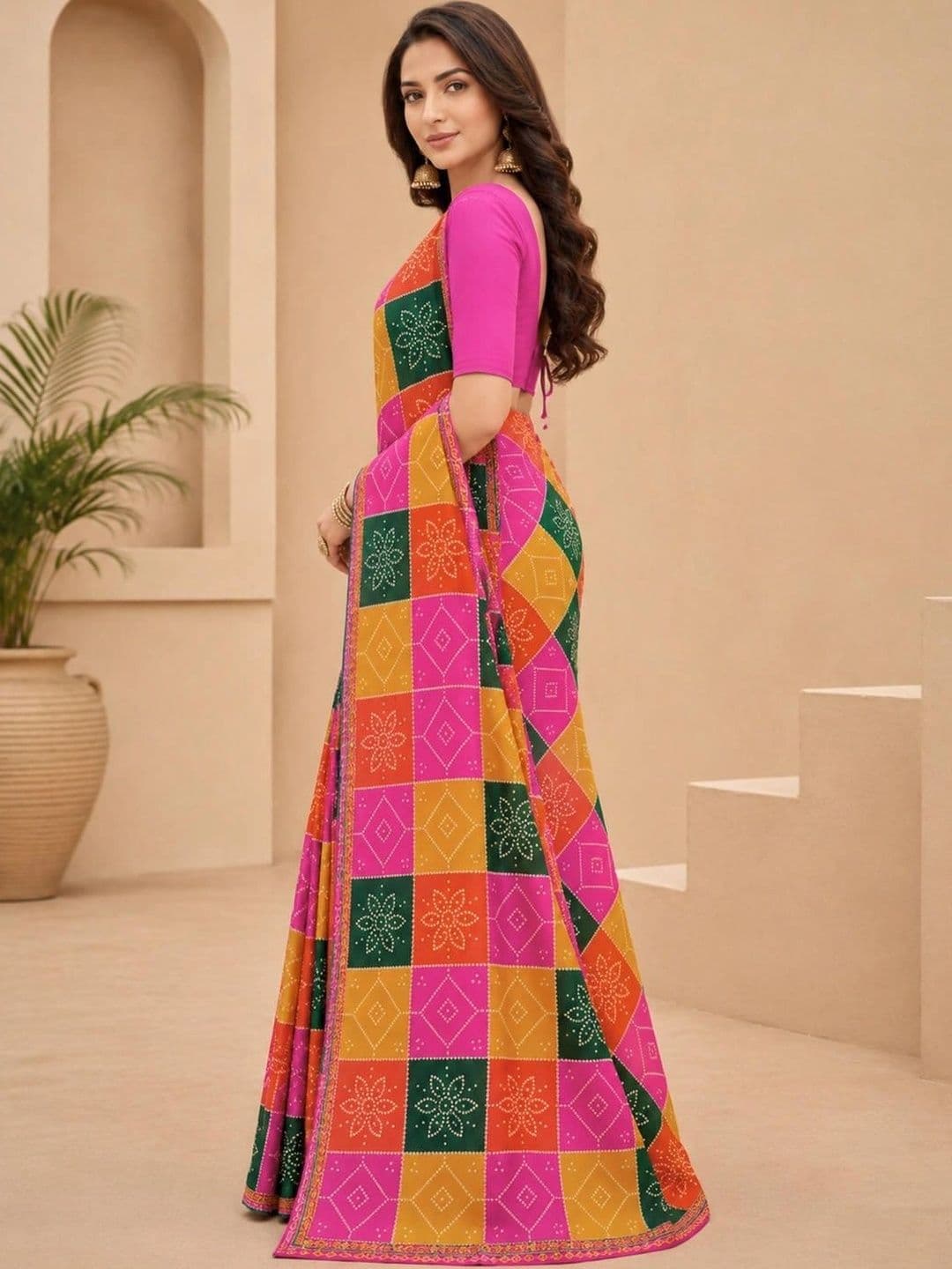 SAMANTHA Bandhani Poly Georgette Leheriya Saree thumbnail 6