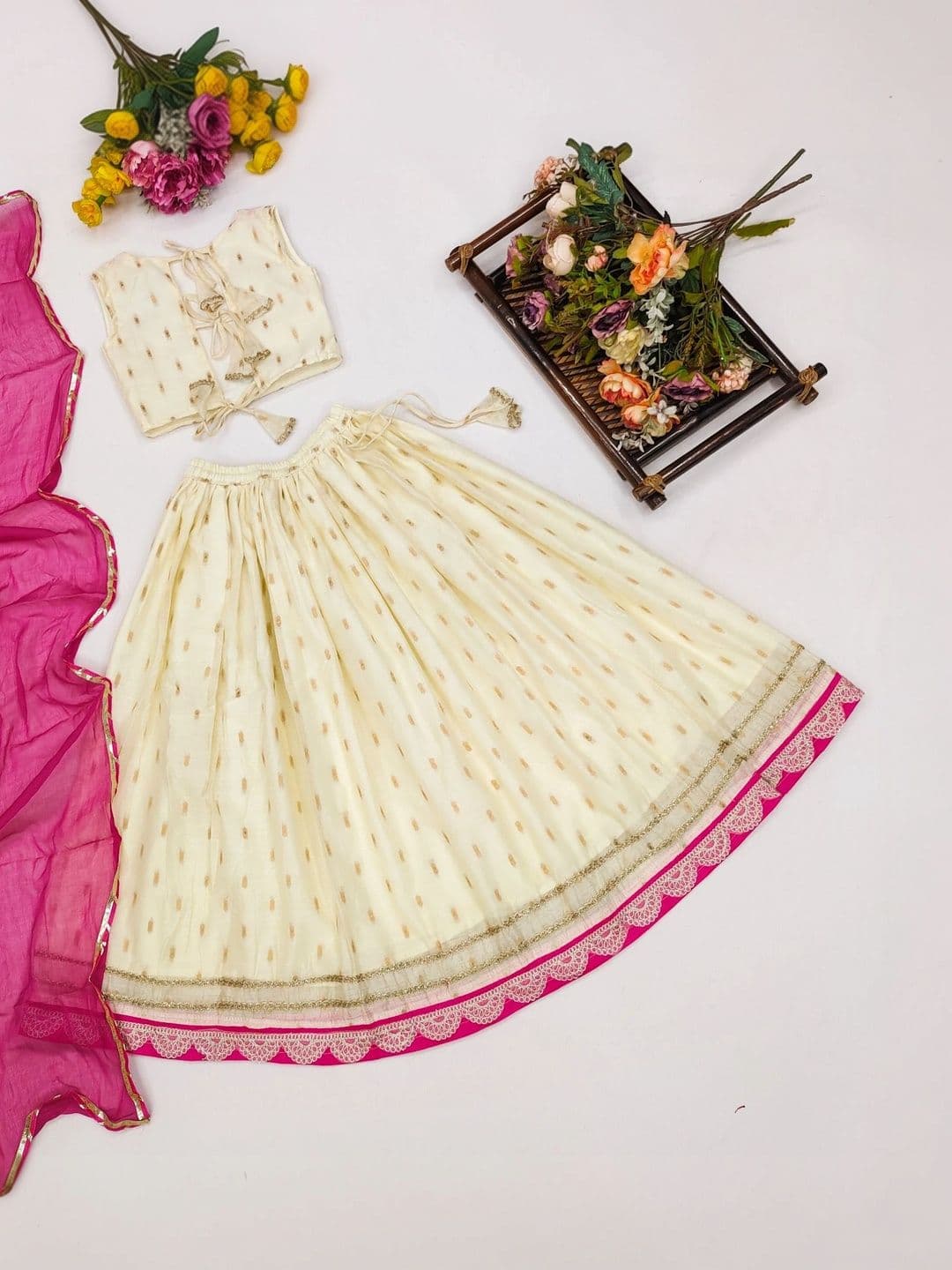 Sangria Girls Embroidered Thread Work Ready to Wear Lehenga & Blouse With Dupatta thumbnail 5