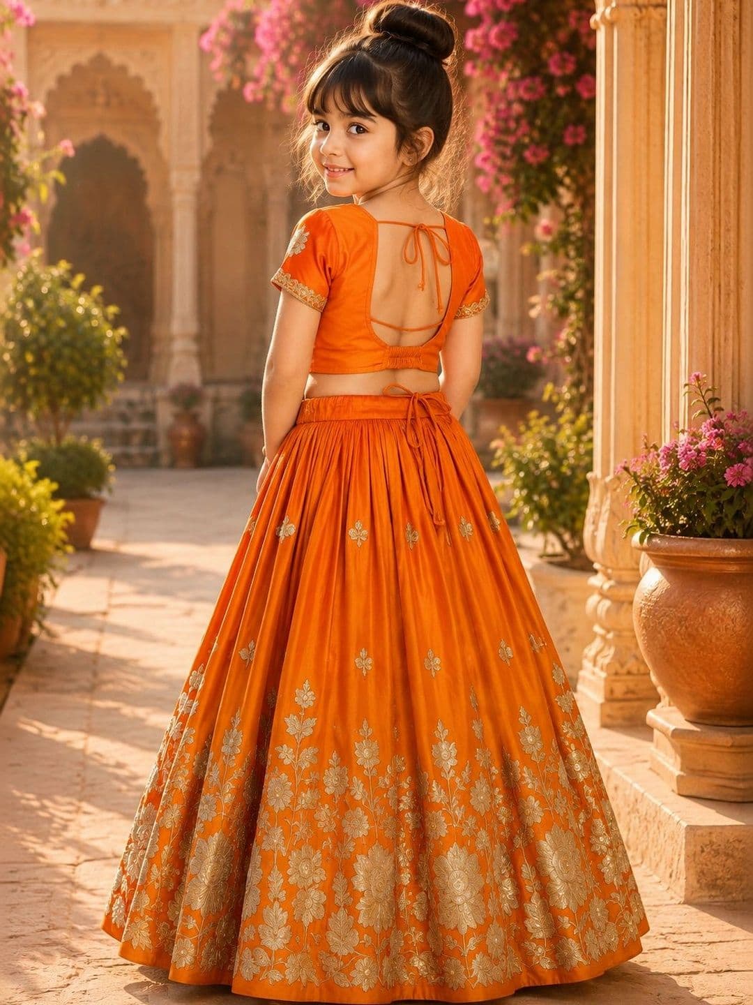 Sangria Girls Embroidered Thread Work Ready to Wear Lehenga & thumbnail 2