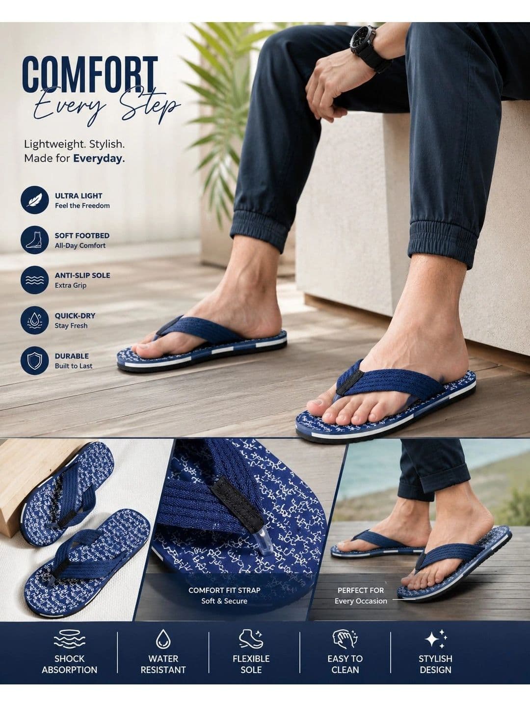 ENRIZZ Men Printed Thong Flip-Flops thumbnail 5