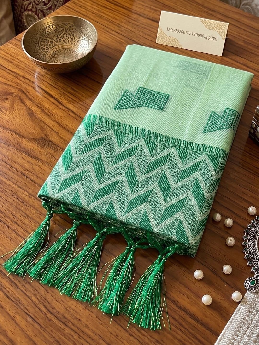 Dhaaga Ghar Woven Design Linen Blend Designer Saree thumbnail 4