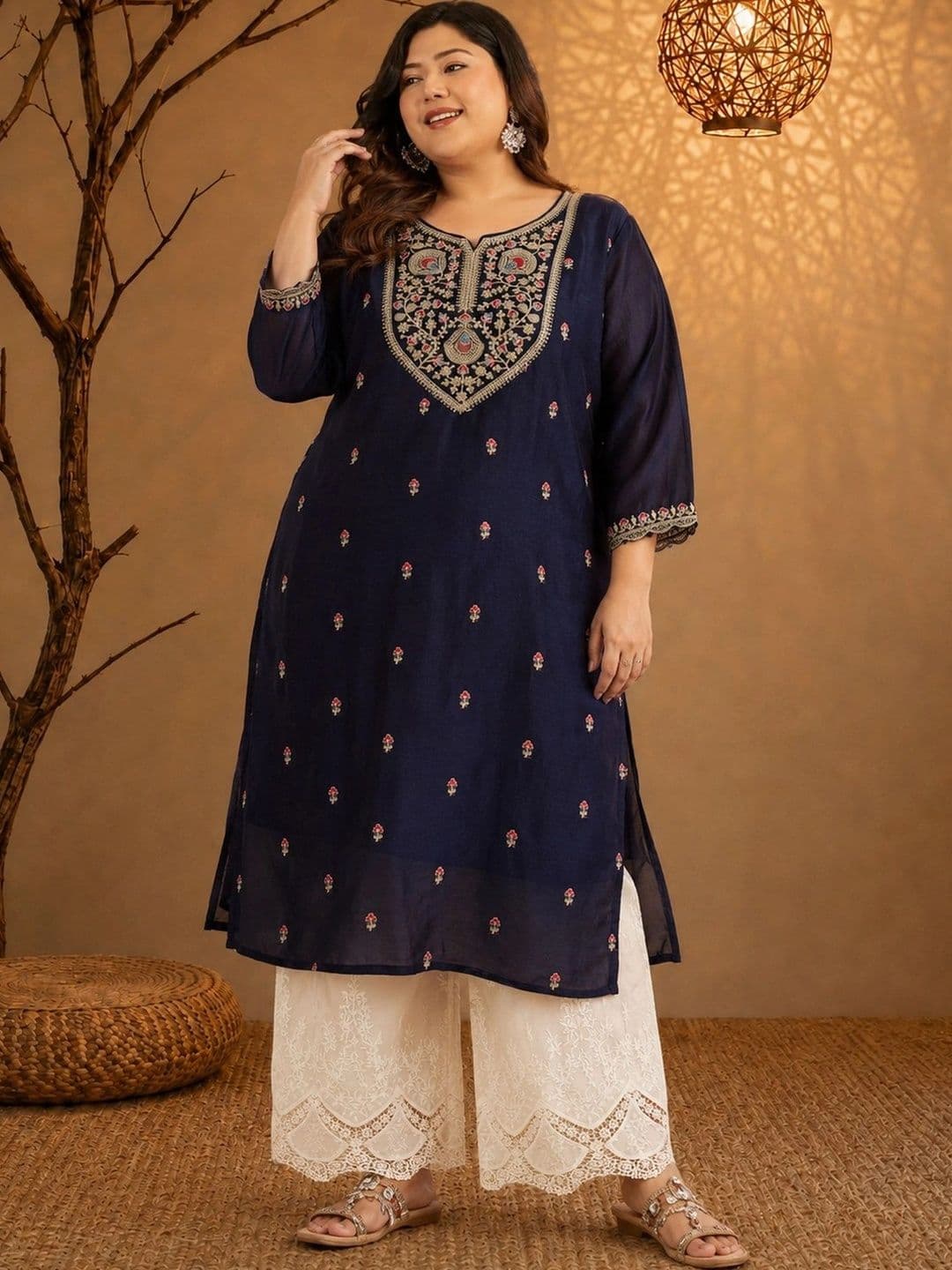 FULL BLOOM Women Ethnic Motifs Embroidered Thread Work Kurta thumbnail 3