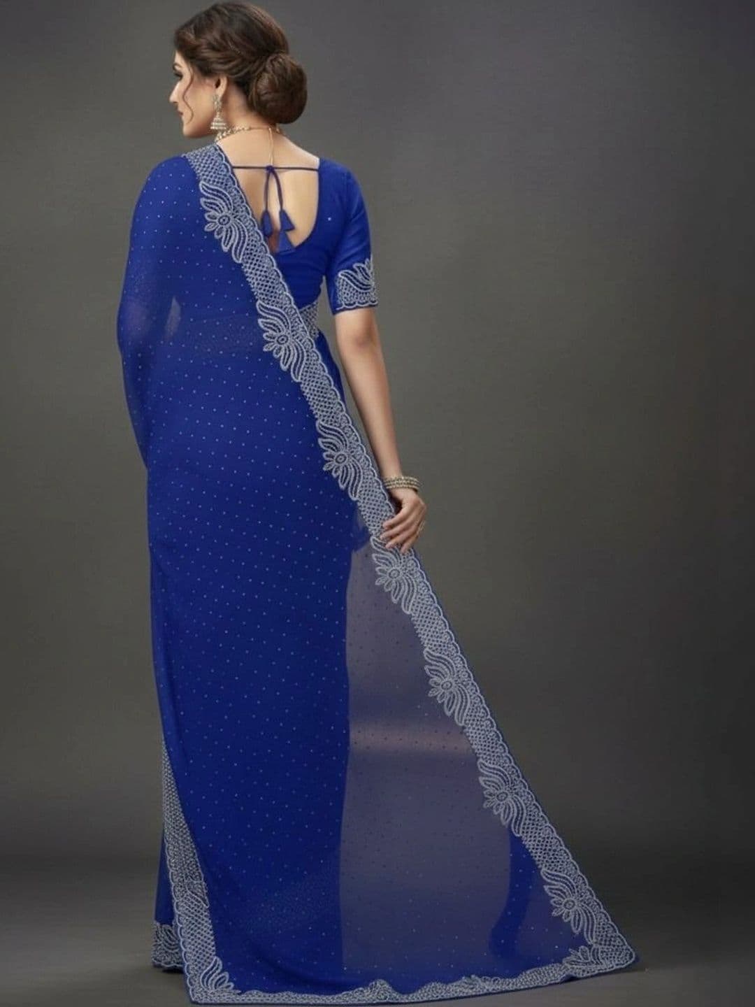 RENBRIZA Embellished Poly Georgette Saree thumbnail 2