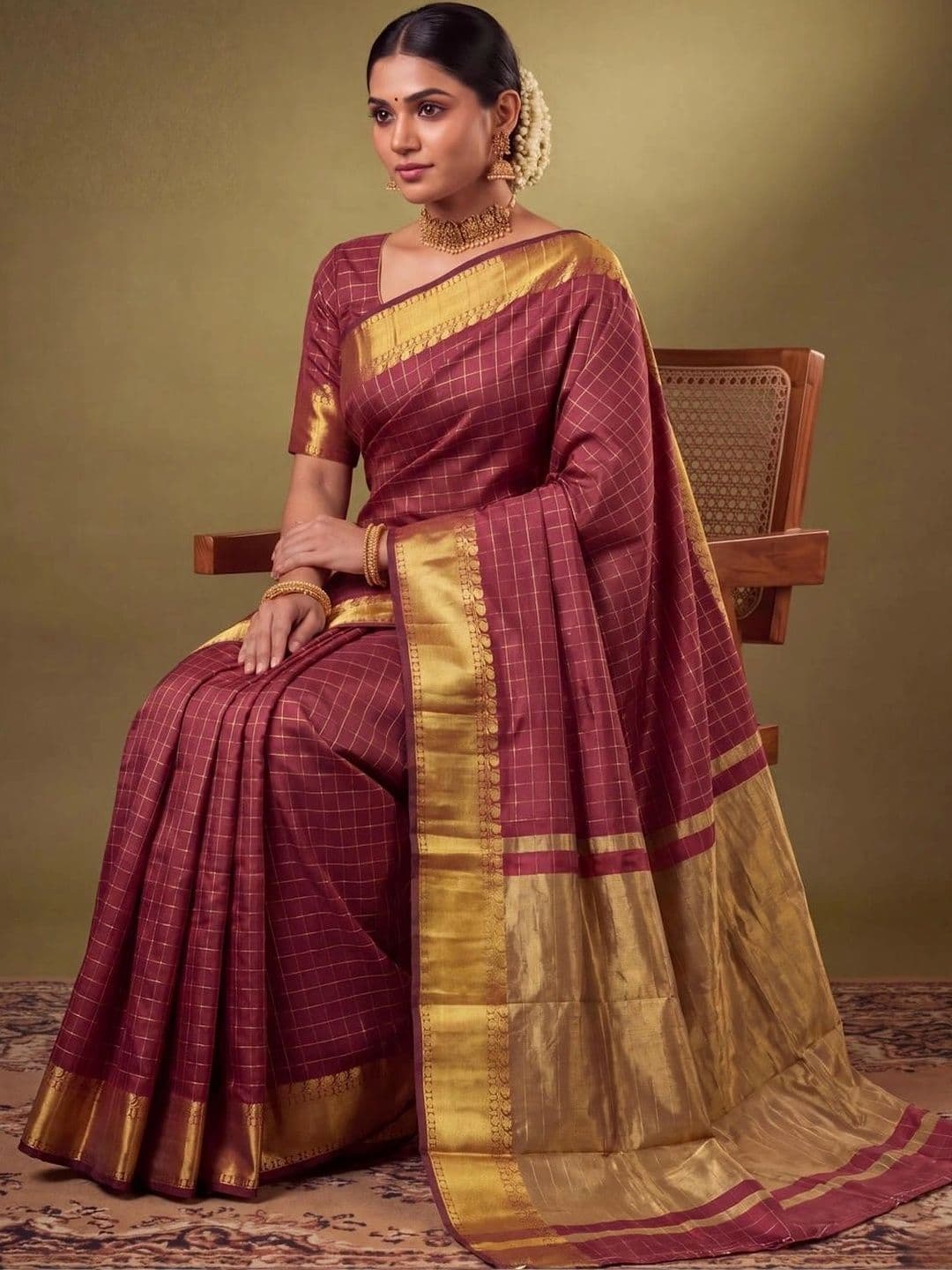SAMANTHA Woven Design Zari Silk Blend Bomkai silk Saree thumbnail 7