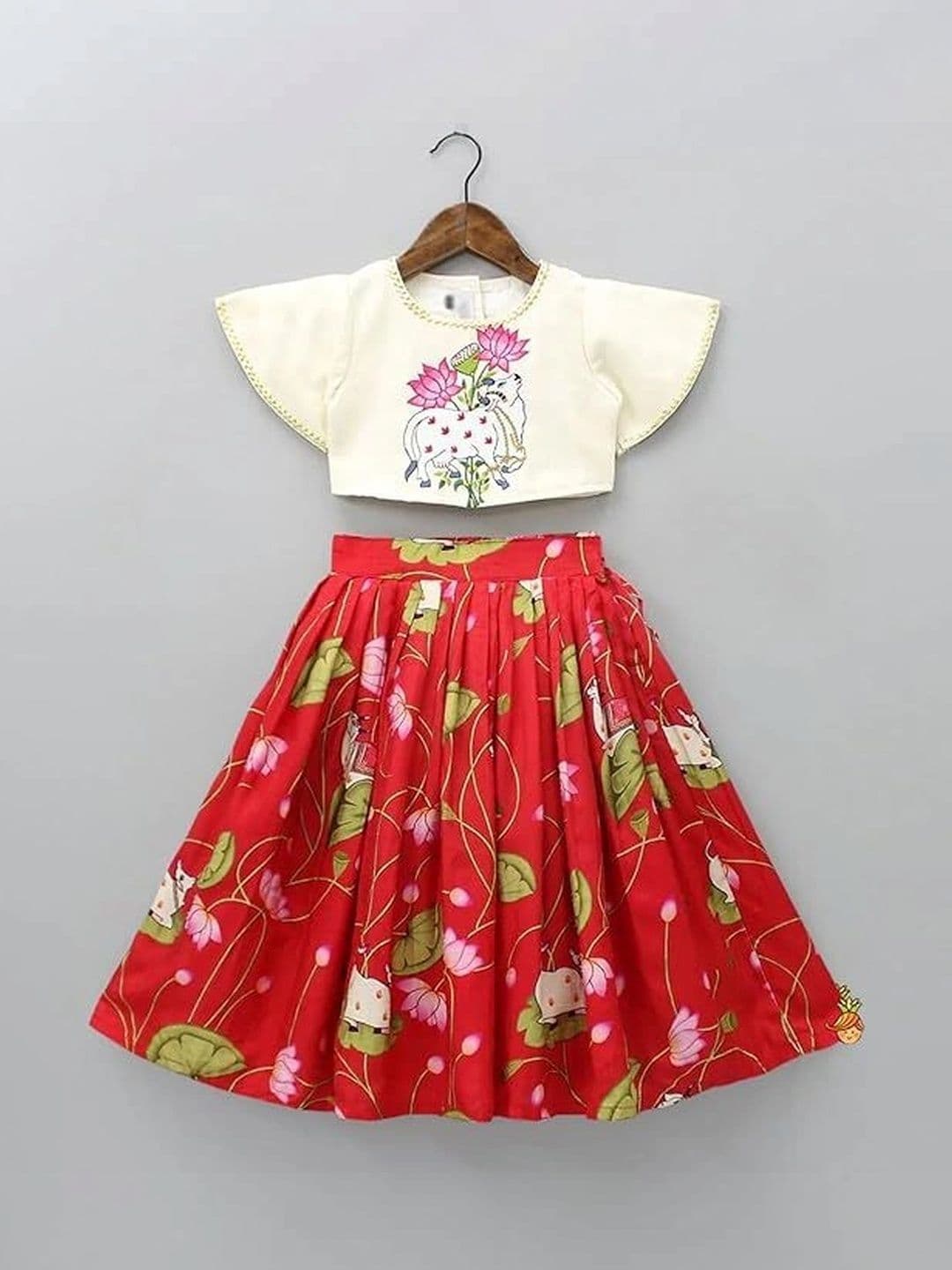 Sangria Girls Printed Ready to Wear Lehenga & thumbnail 3