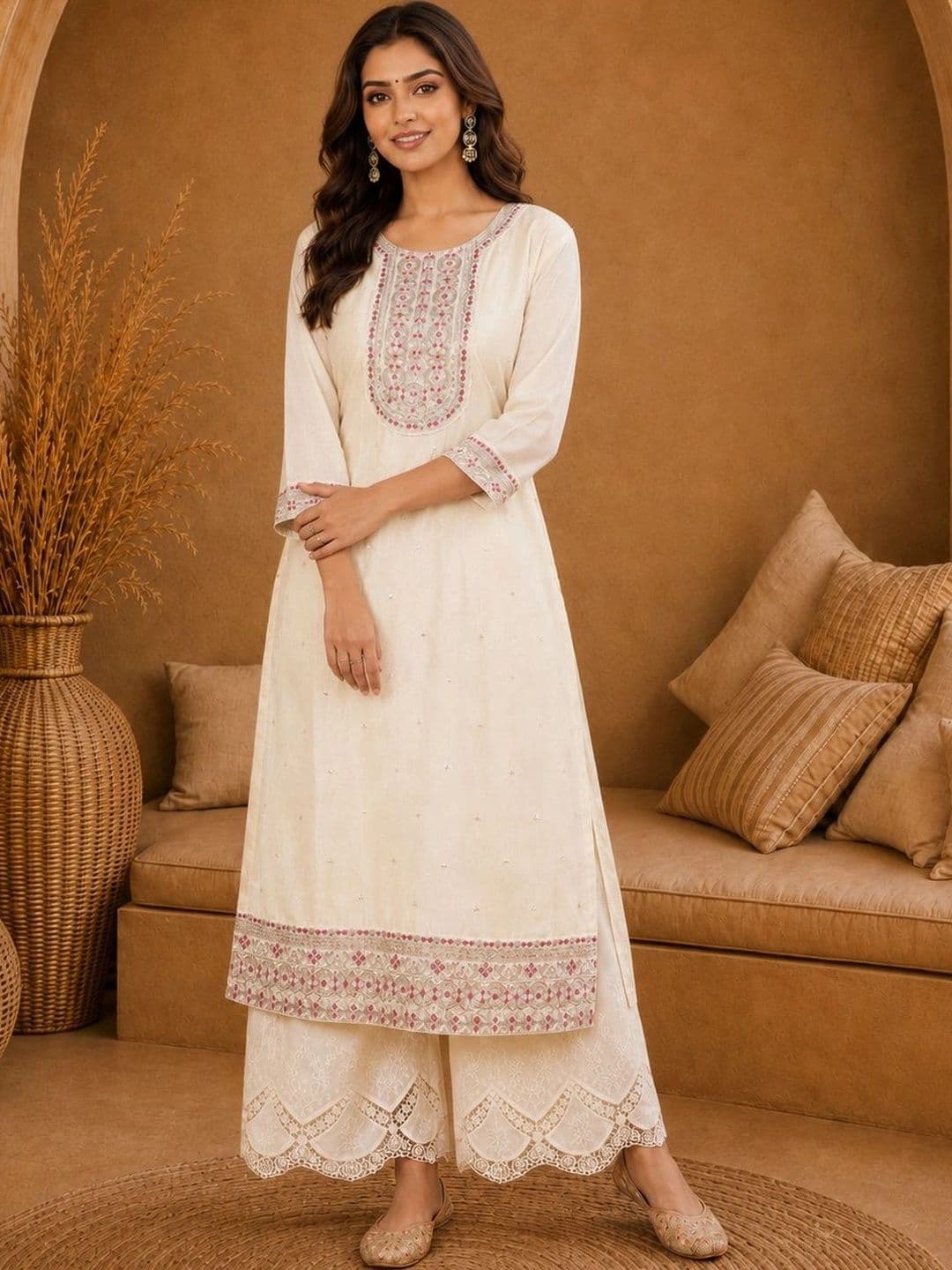 Anouk Rustic Women Ethnic Motifs Embroidered Thread Work Kurta thumbnail 4