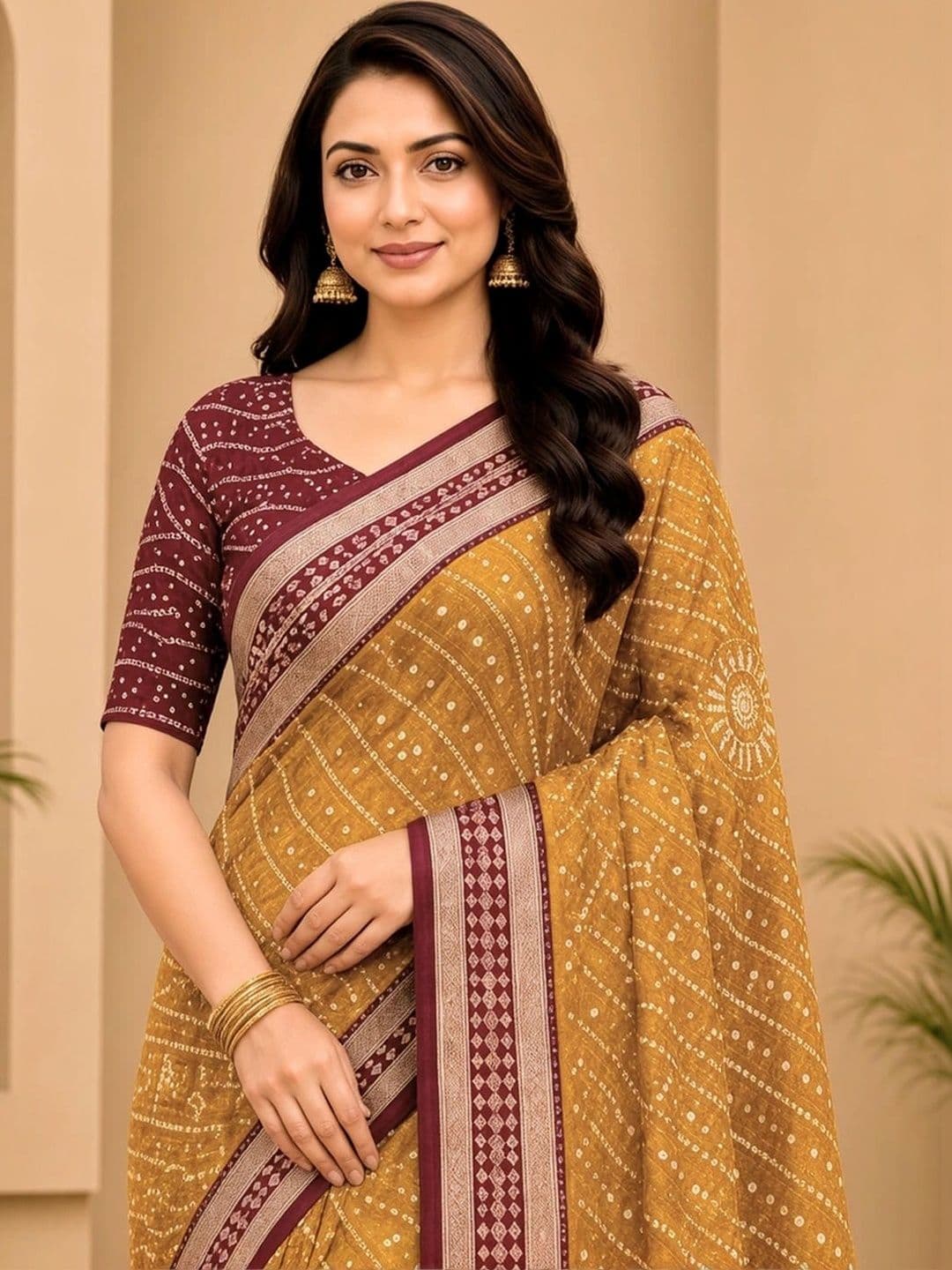 SAMANTHA Bandhani Zari Poly Georgette Saree thumbnail 6