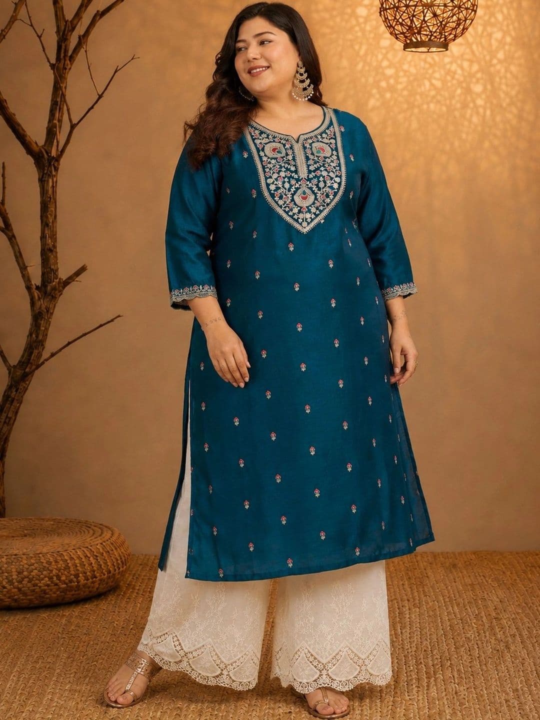 FULL BLOOM Women Ethnic Motifs Embroidered Thread Work Kurta - view 1