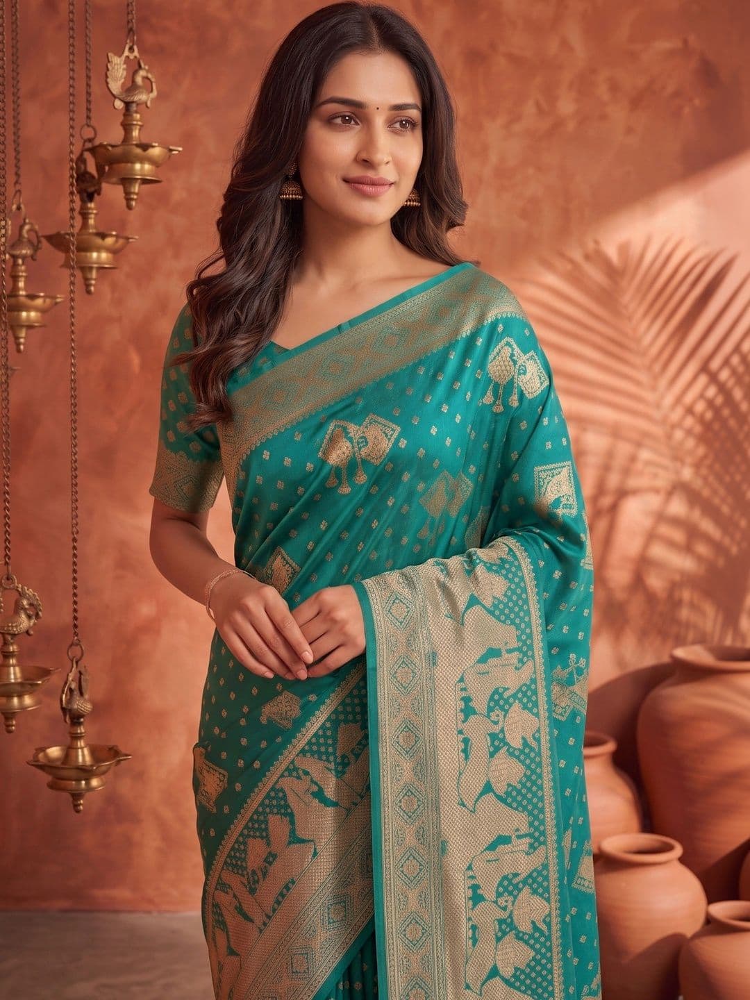 ROOP RADHIKA Woven Design Zari Silk Blend Designer Banarasi Saree thumbnail 4