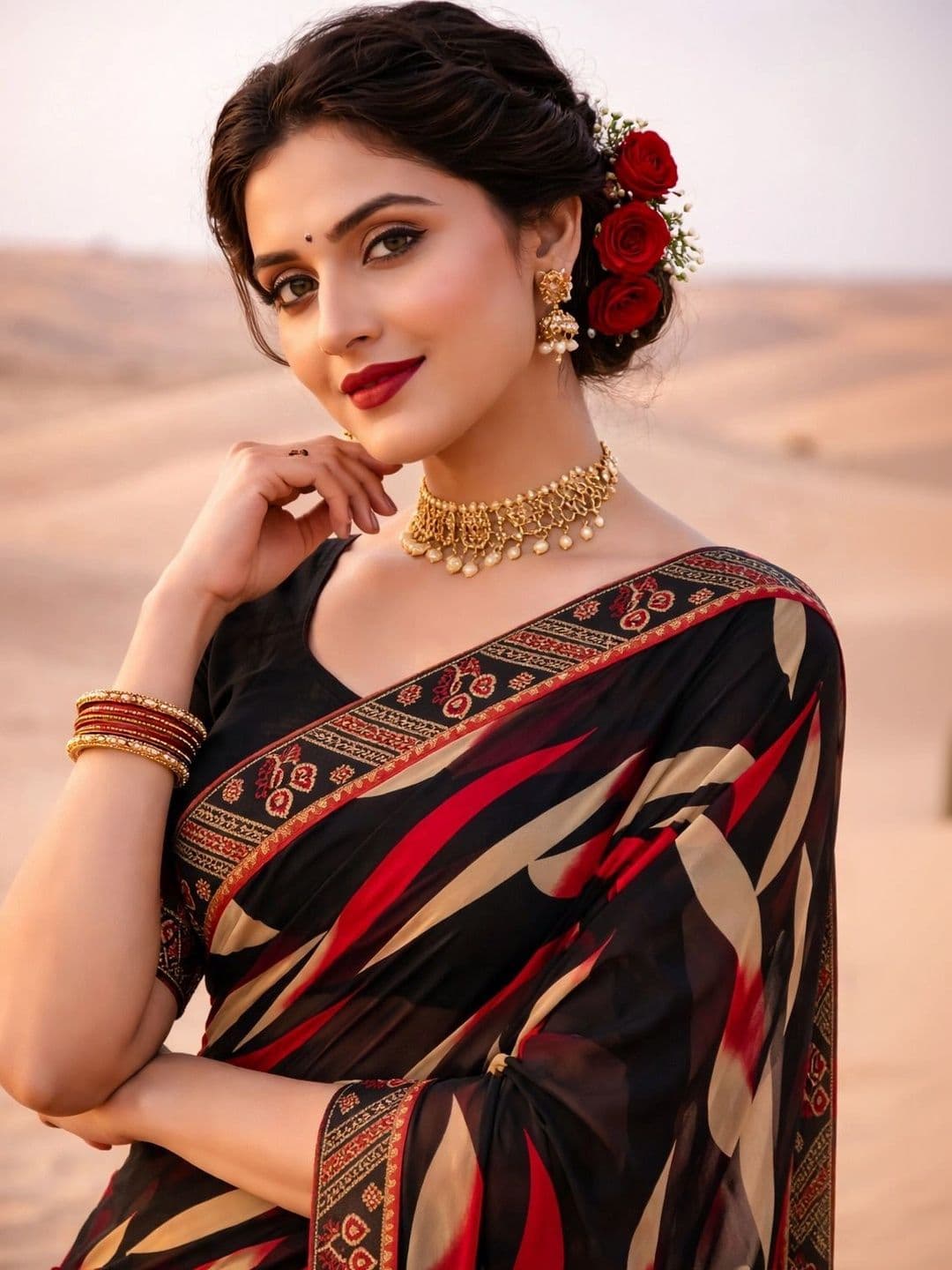 RENBRIZA Poly Georgette Saree thumbnail 5