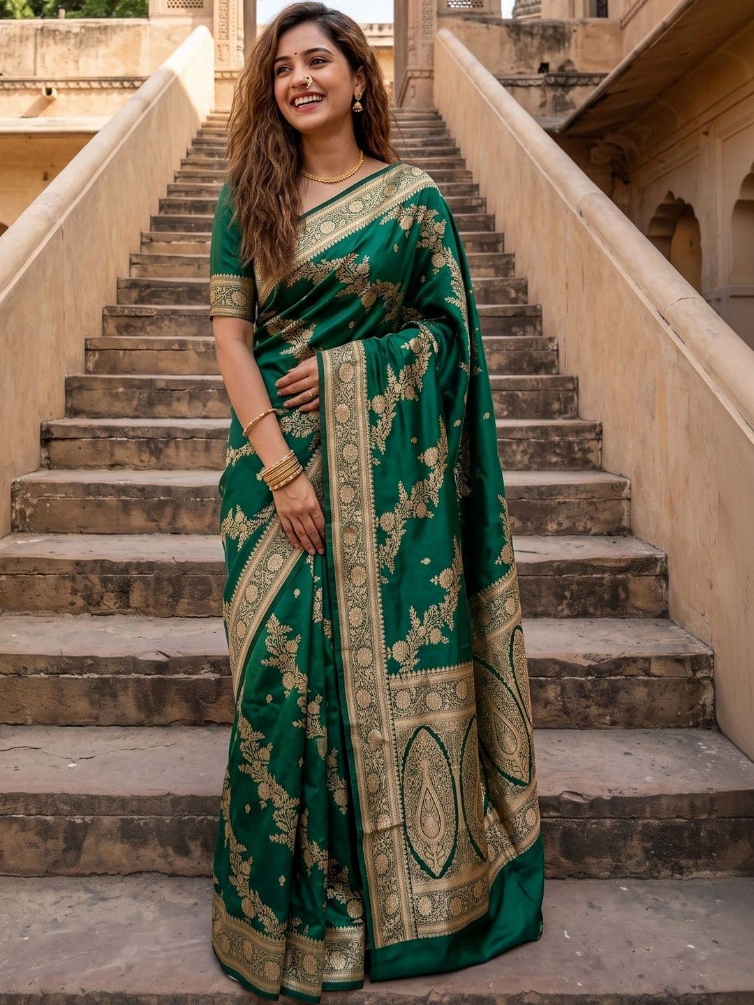 ROOP RADHIKA Woven Design Zari Silk Blend Designer Banarasi Saree thumbnail 4