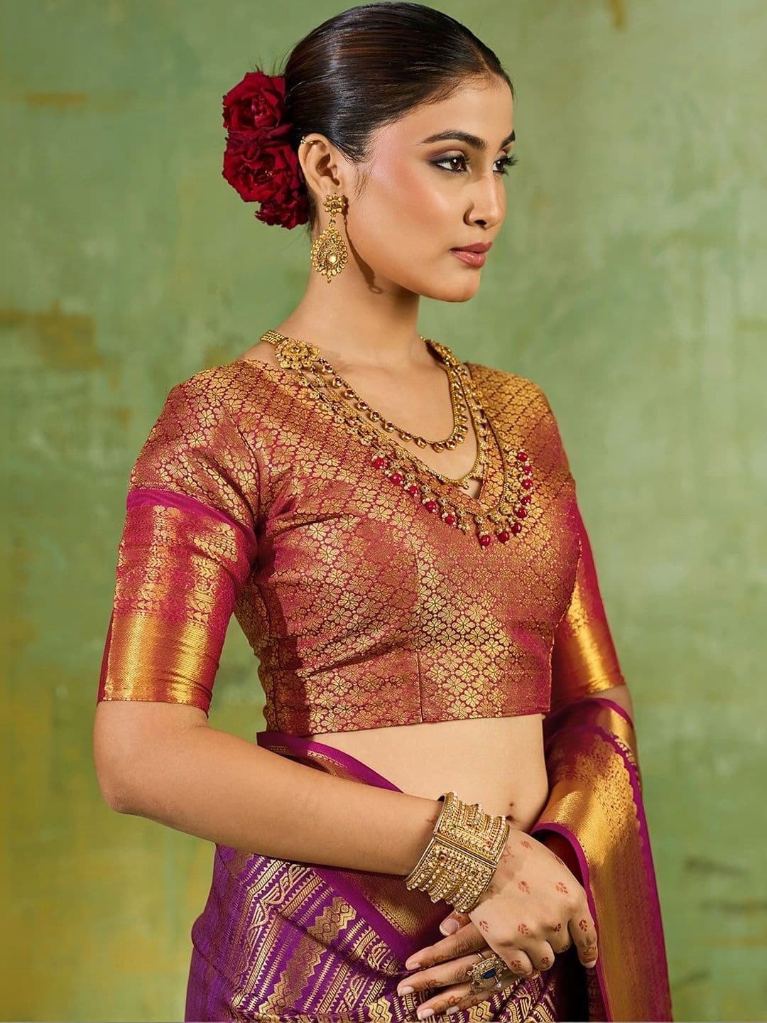 Dhaaga Ghar Woven Design Zari Silk Blend Designer Kanjeevaram Saree thumbnail 2