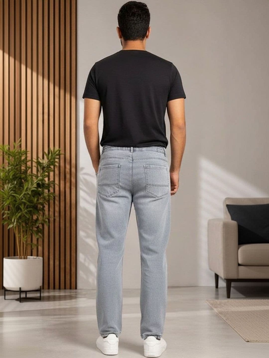 Global Jeans Men Straight Fit Light Grey Jeans thumbnail 3