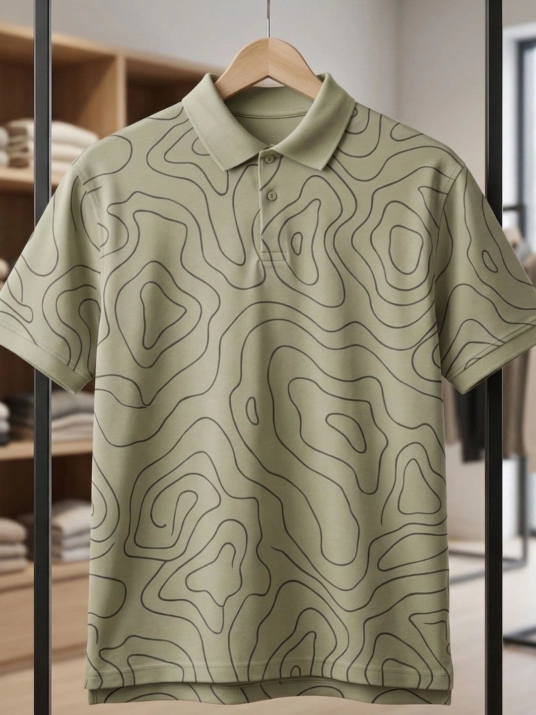 HERE&NOW Men Printed Polo Collar T-shirt thumbnail 4