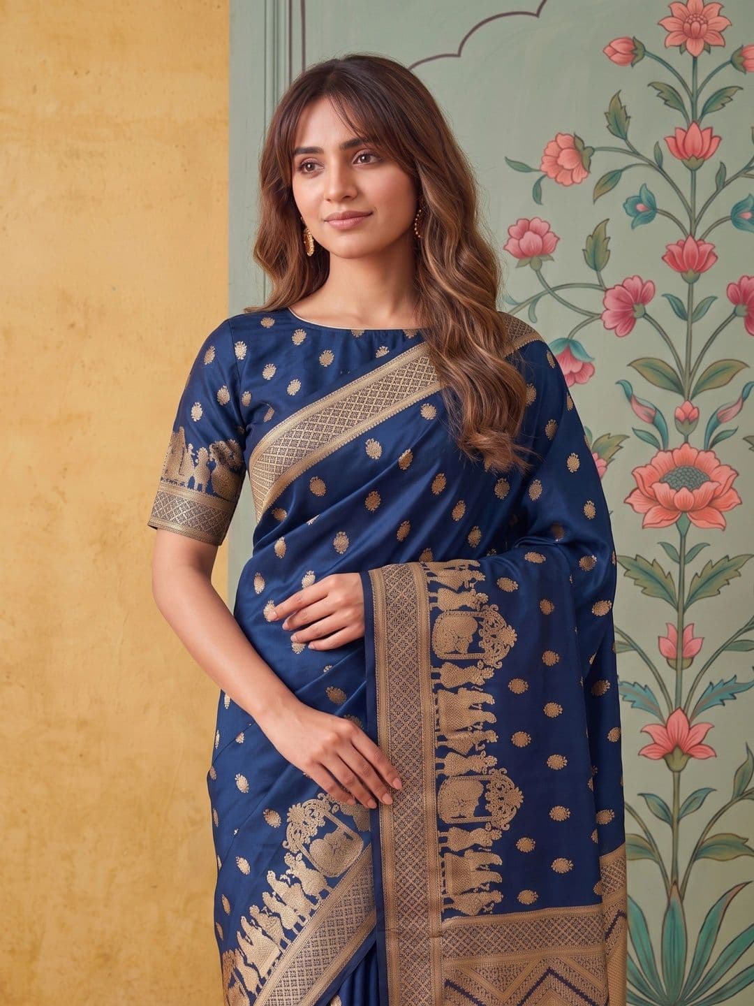 ROOP RADHIKA Woven Design Zari Silk Blend Designer Banarasi Saree thumbnail 3