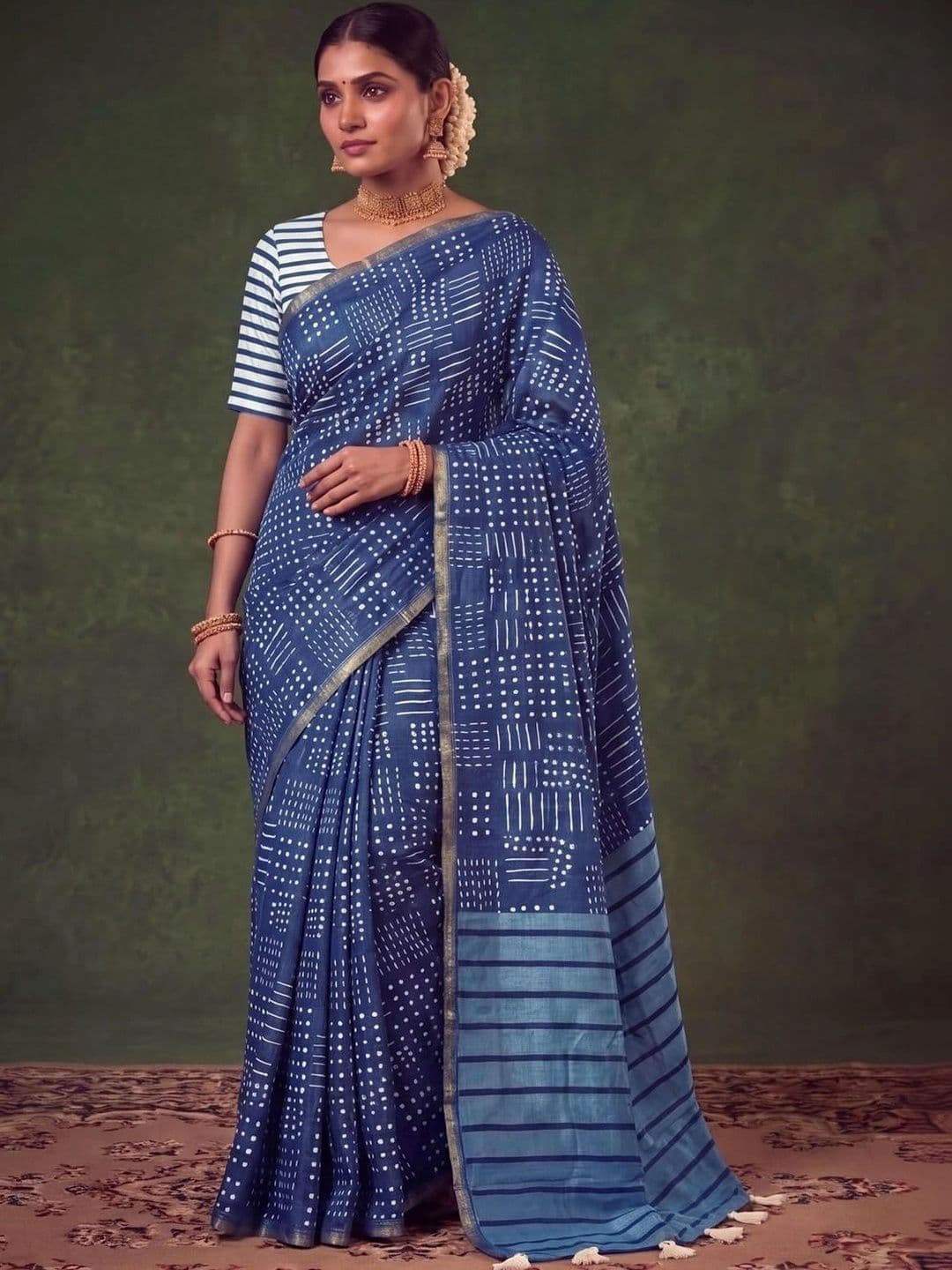 SAMANTHA Dabu Zari Silk Blend Saree - view 1