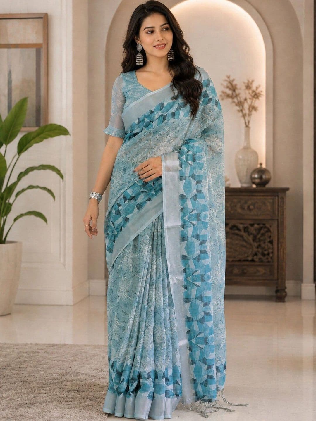 Moda Rapido Linen Blend Bhagalpuri Saree - view 1
