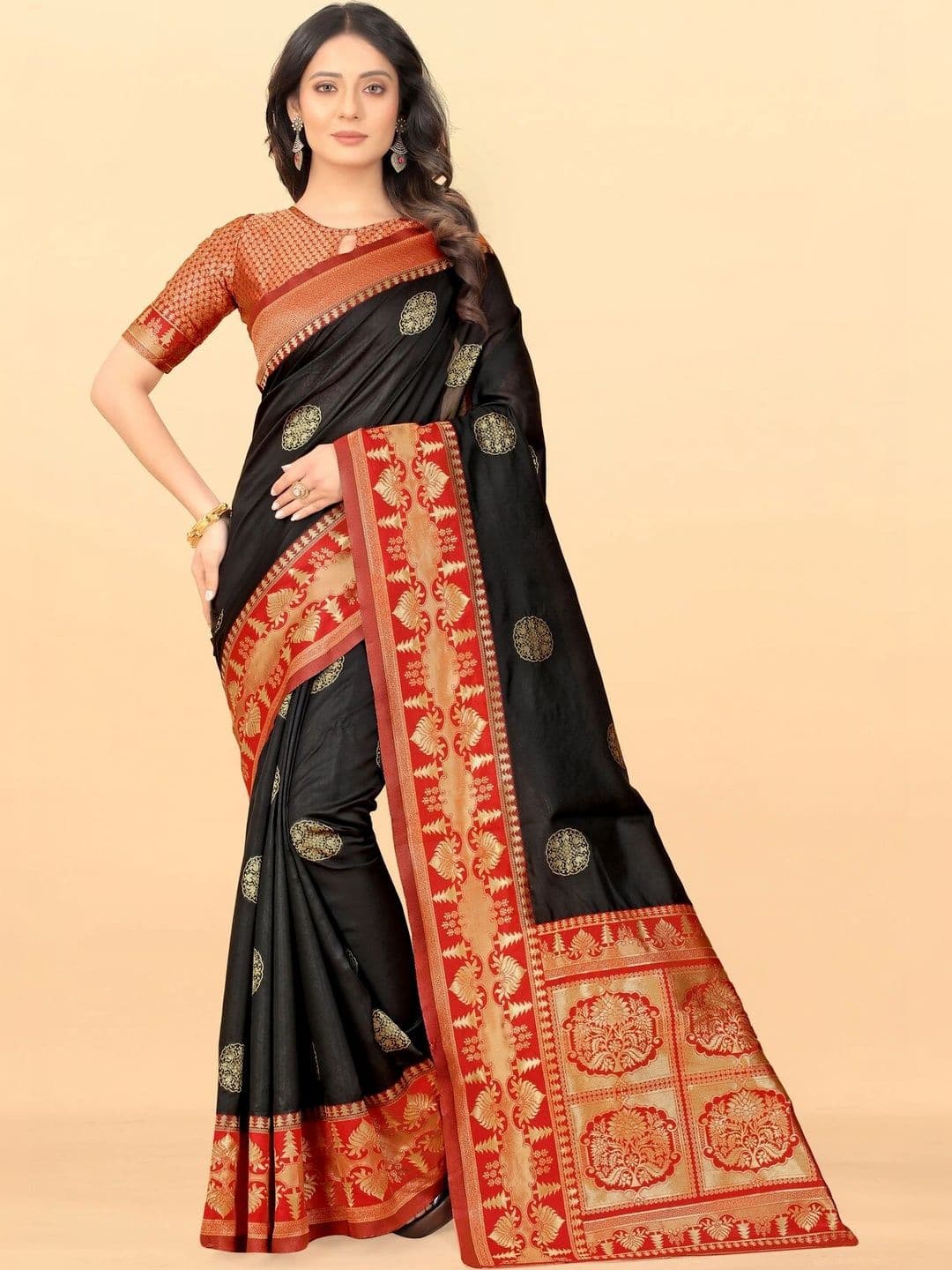 VS MALL Ethnic Motifs Zari Banarasi Saree - view 1