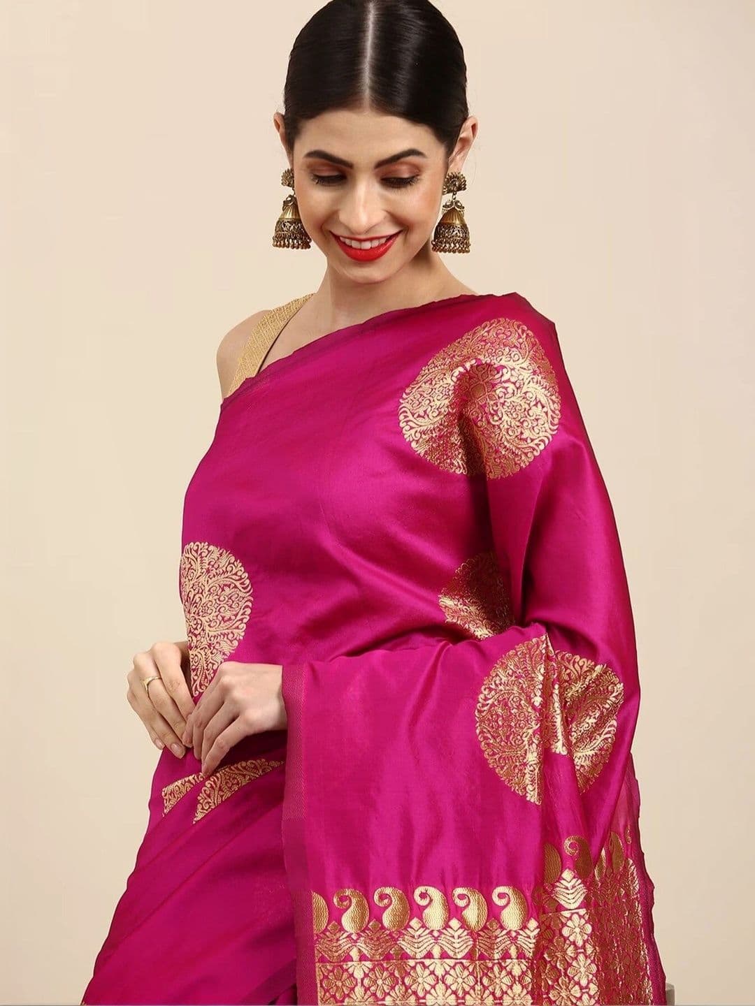 VS MALL Ethnic Motifs Zari Banarasi Saree thumbnail 3