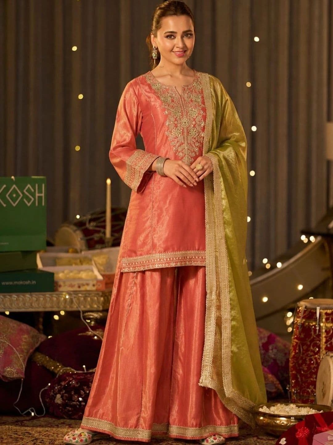 MOKOSH Women Embroidered Kurti and Sharara Set with Dupatta - view 1