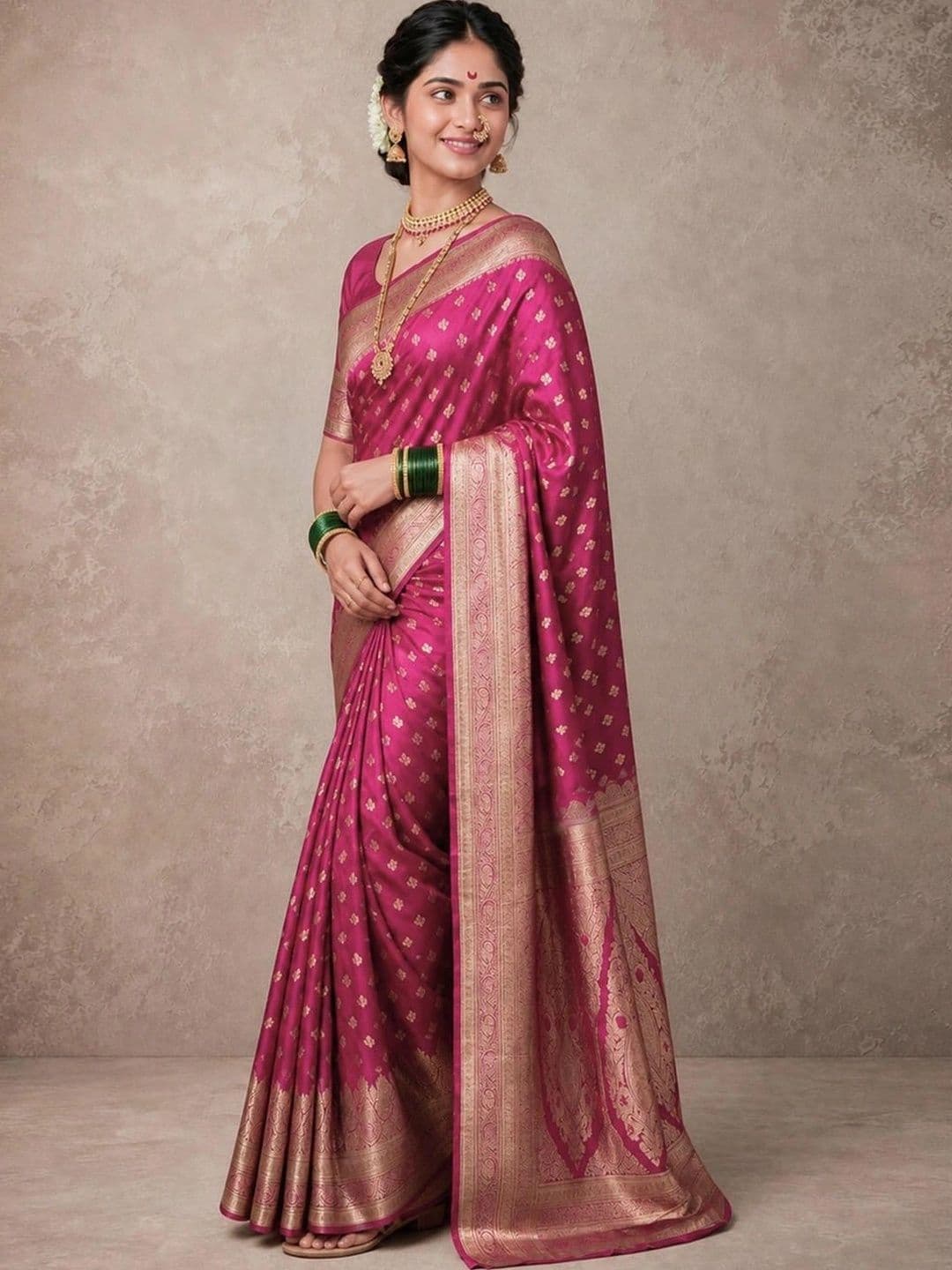 SAMANTHA Woven Design Zari Silk Blend Paithani Saree thumbnail 3