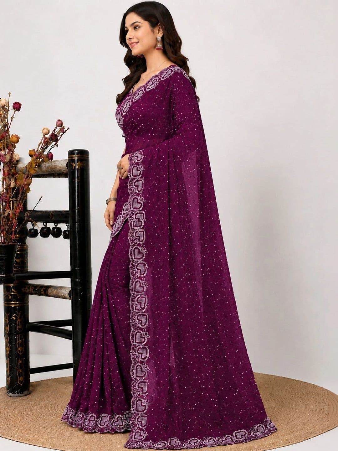 RENBRIZA Poly Georgette Saree - view 1