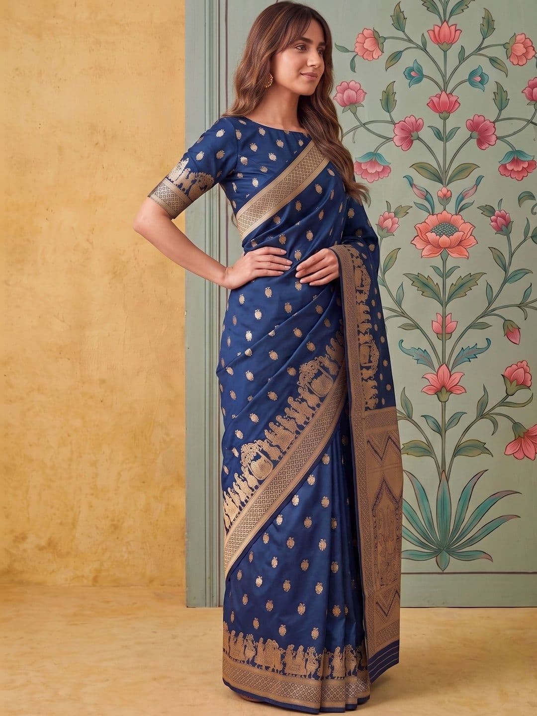 ROOP RADHIKA Woven Design Zari Silk Blend Designer Banarasi Saree thumbnail 2
