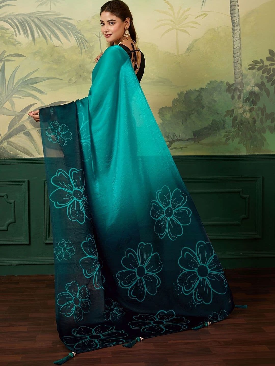 LeeliPeeri Designer Ombre Satin Designer Saree thumbnail 6