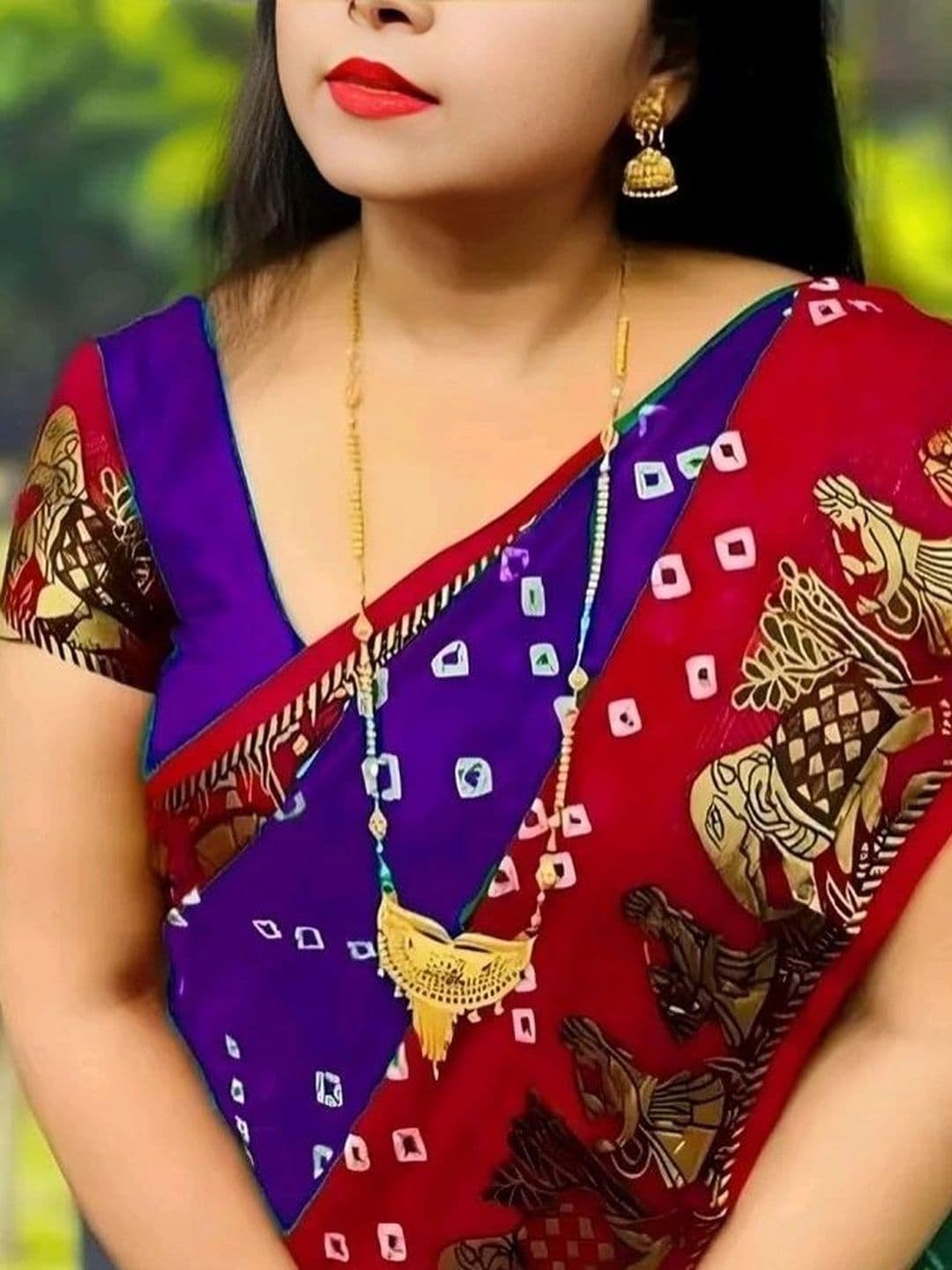 RENBRIZA Bandhani Zari Poly Crepe Saree - view 1