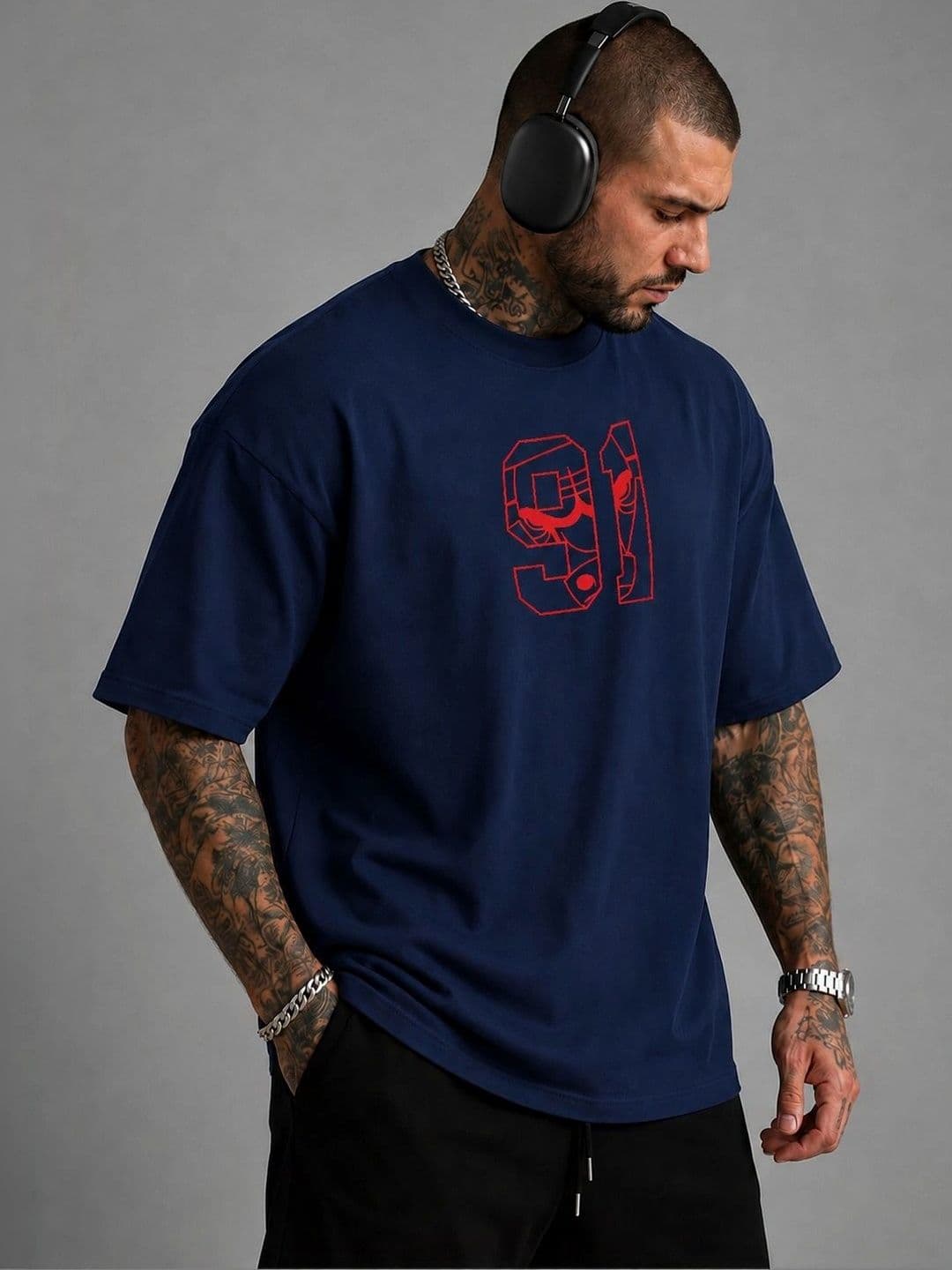Moda Rapido Men Printed Drop-Shoulder Sleeves T-shirt thumbnail 3