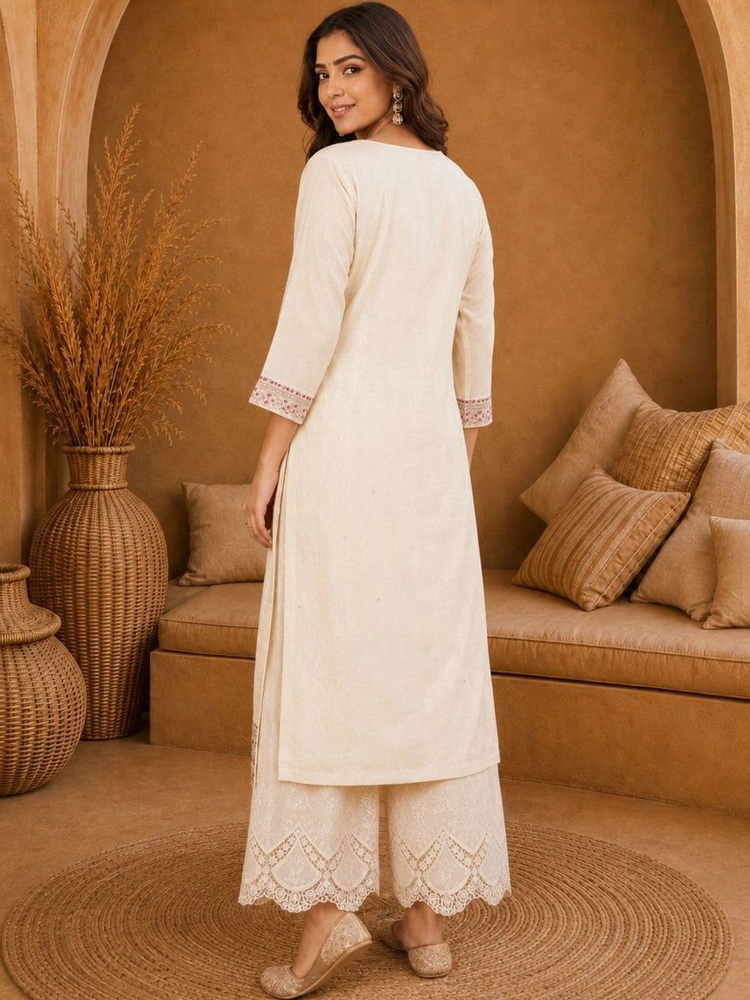 Anouk Rustic Women Ethnic Motifs Embroidered Thread Work Kurta thumbnail 3