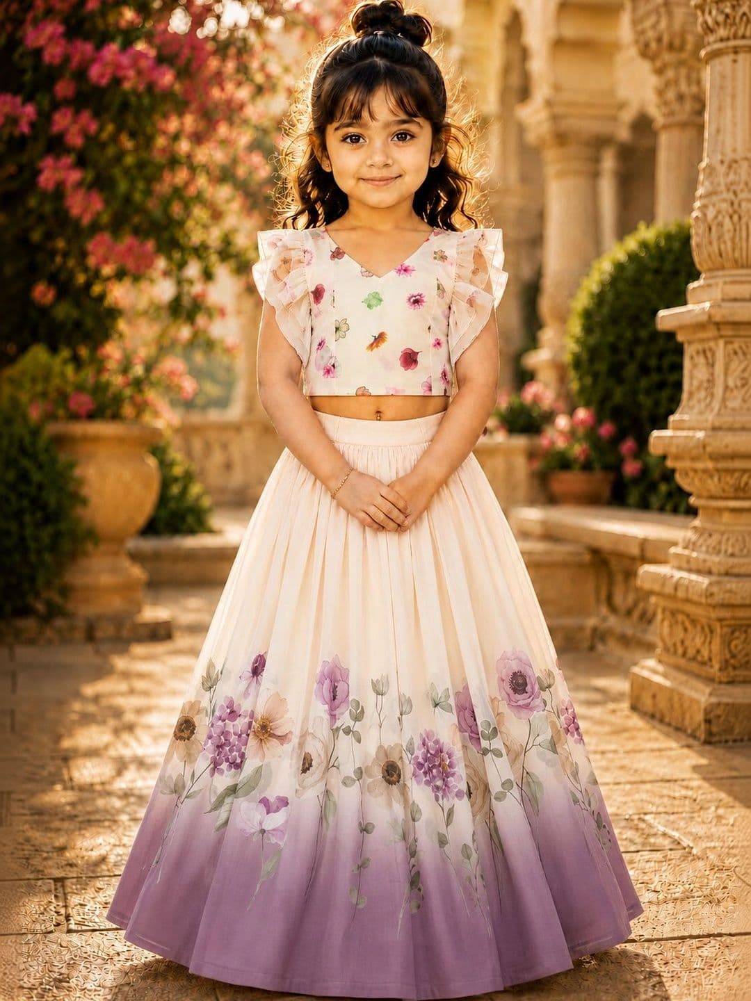 Sangria Girls Printed Ready to Wear Lehenga & - view 1