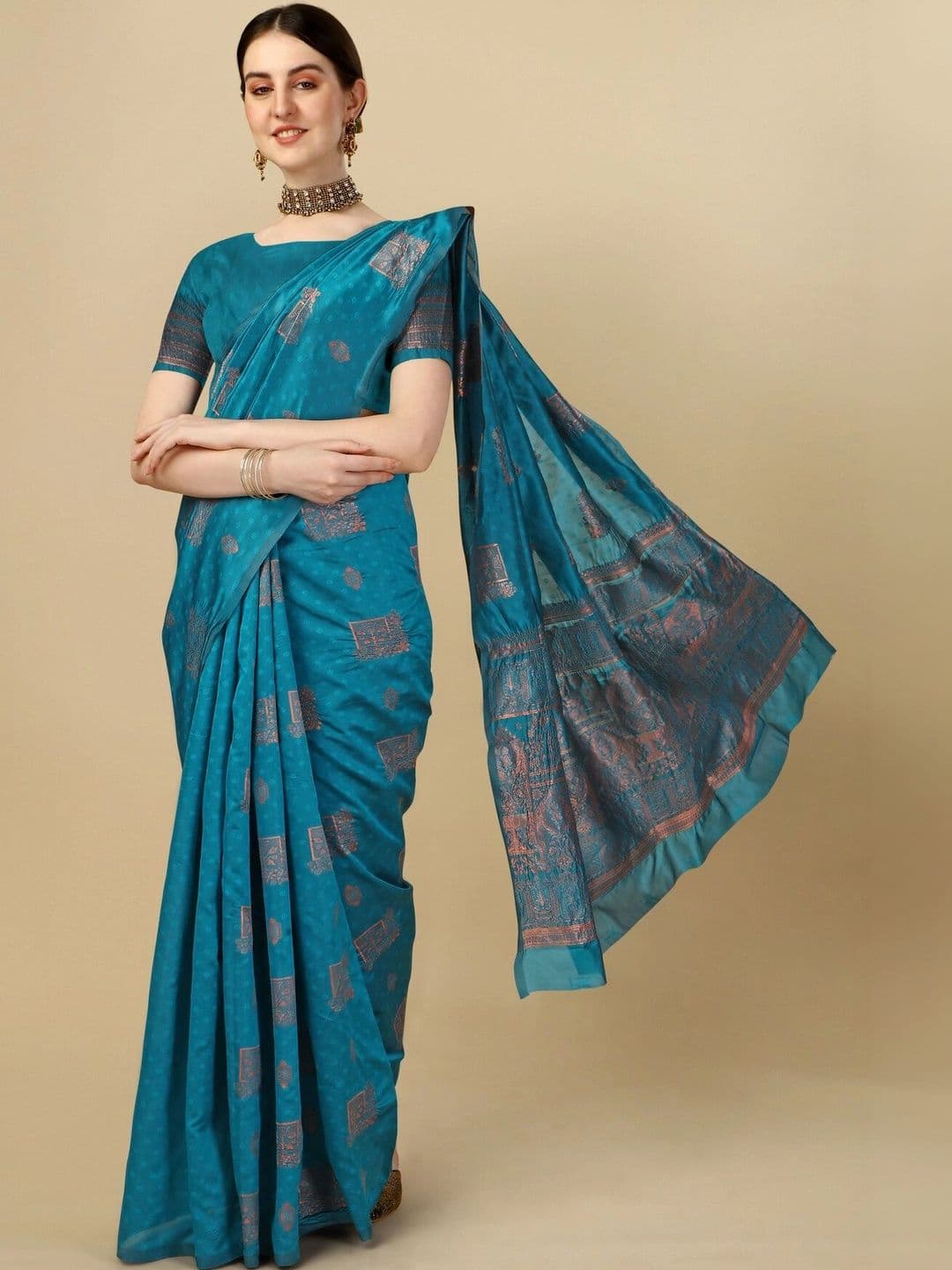 VS MALL Ethnic Motifs Zari Banarasi Saree - view 1